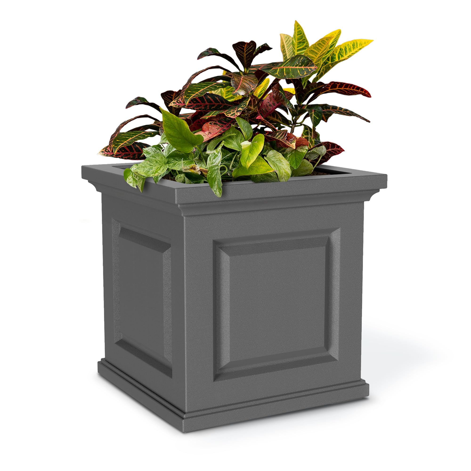 Mayne Nantucket 20-Inch Square Planter – Self-Watering, Weather-Resistant Planter for Flowers – Durable Outdoor Design for Patio, Porch, or Entryway