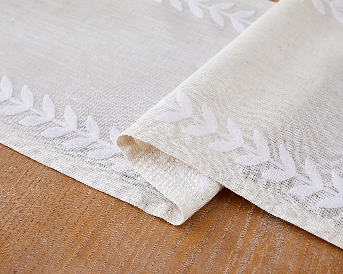 Wracra Embroidered Placemats, 13 x 18 Inch Set of 4 Placemats, Irregular Willow Rustic Place Mats for Kitchen Table and Heat Resistant, Blue 4PCS
