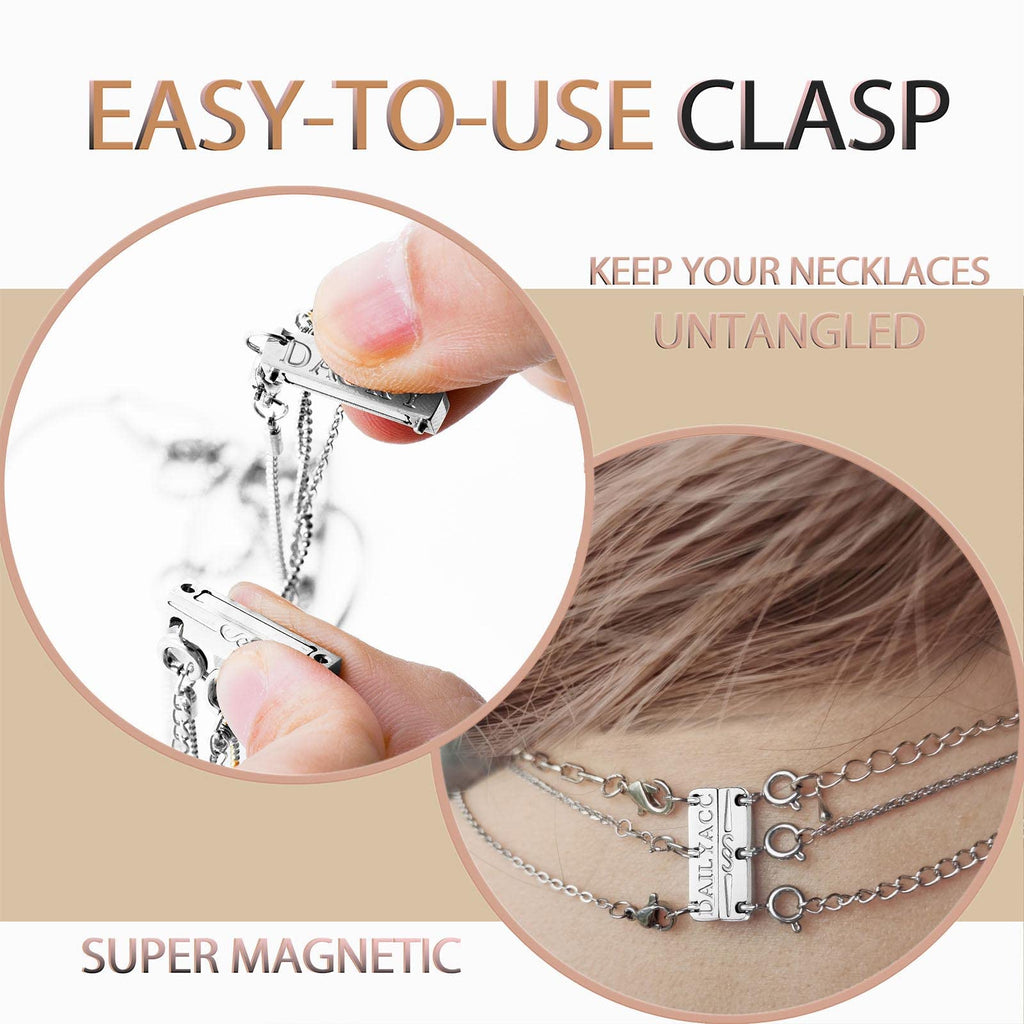 Layering Magnetic Necklace Clasp,18 K Gold and Silver Separator for Stackable Necklaces
