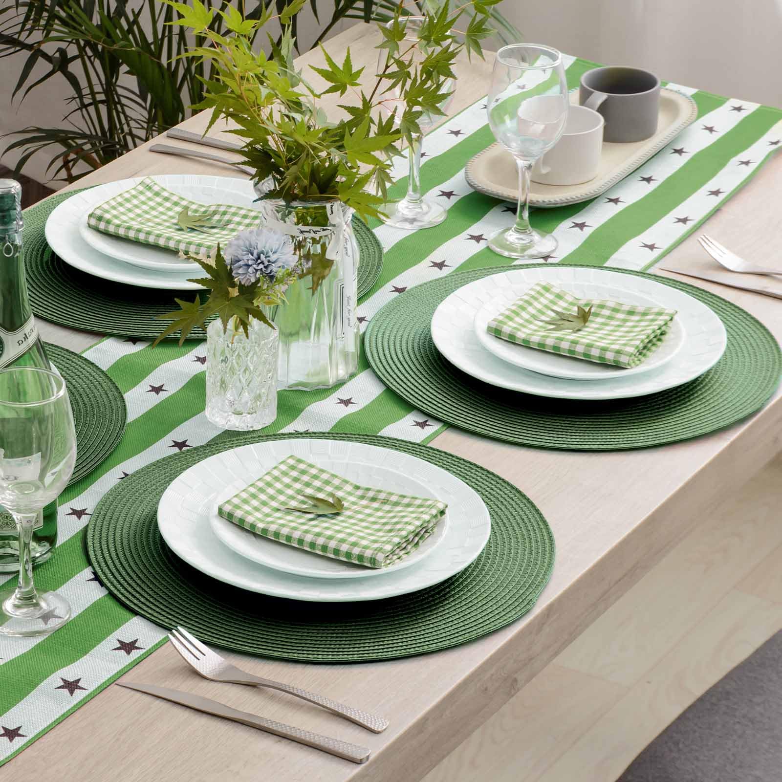 AHHFSMEI Round Placemats Set of 6 Heat Resistant Washable Non-Slip Woven Braided Table Mats for Dining Table Kitchen & Home Decor (Beige)