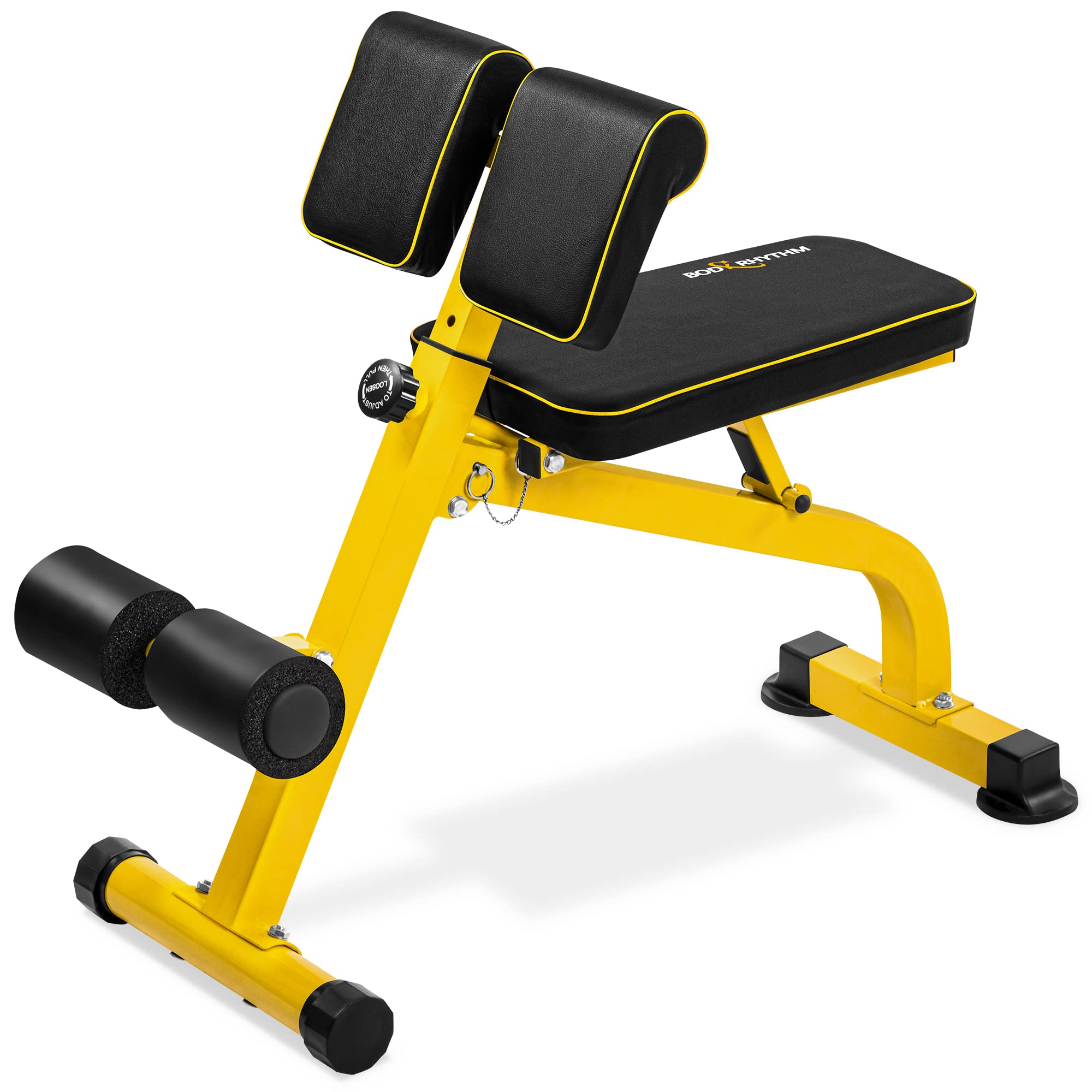 BODYRHYTHM Compact Adjustable Weight Bench for Full Body Strength Training, Ab/Back Hyper Roman Chair, Adjustable Ab Sit up Bench, Incline Decline Bench, Flat Bench, Hyperextension Bench, Back Extension Machine