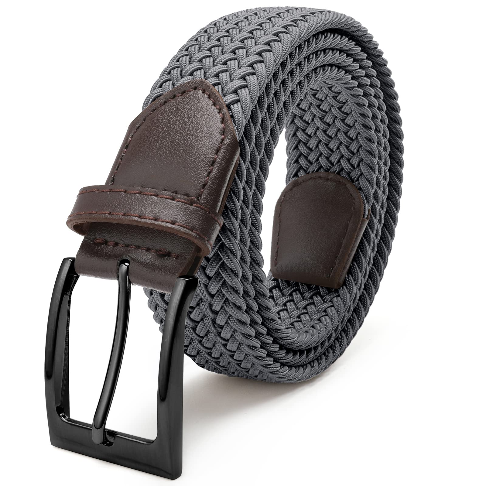 FAIRWIN Men's Golf Belt, Stretch Braided Elastic Woven Casual Jeans Belts 1 3/8" Nylon Web Work Belts for Men
