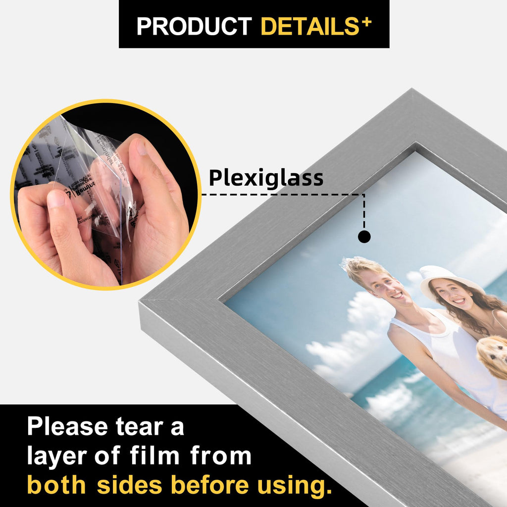 TOFOREVO Picture Frames 4x4 Set of 2 Black Wood Grain Photo Frame for Gallery Wall Mounting or Tabletop Display