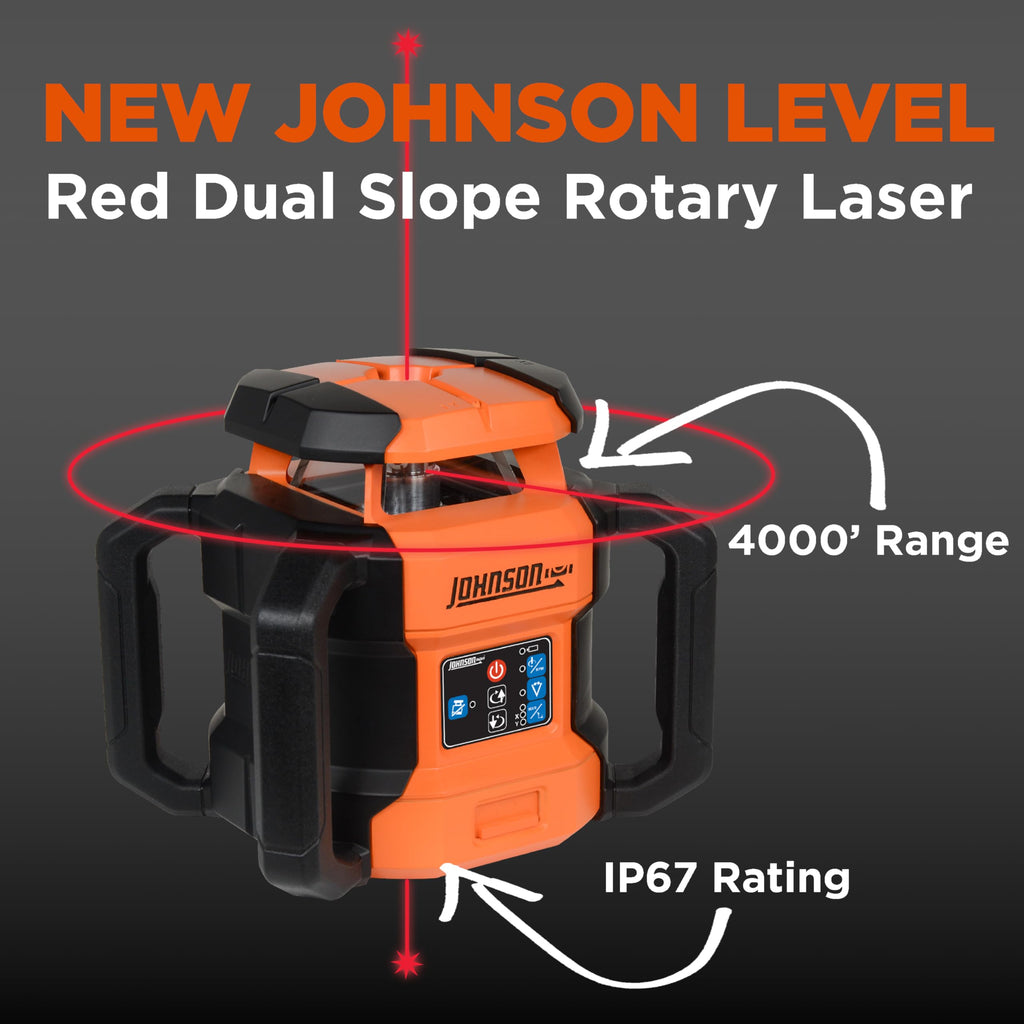 Johnson Level & Tool 40-6541 High Accuracy Dual Slope Rotary Laser System, Red, 1 ‎Kit