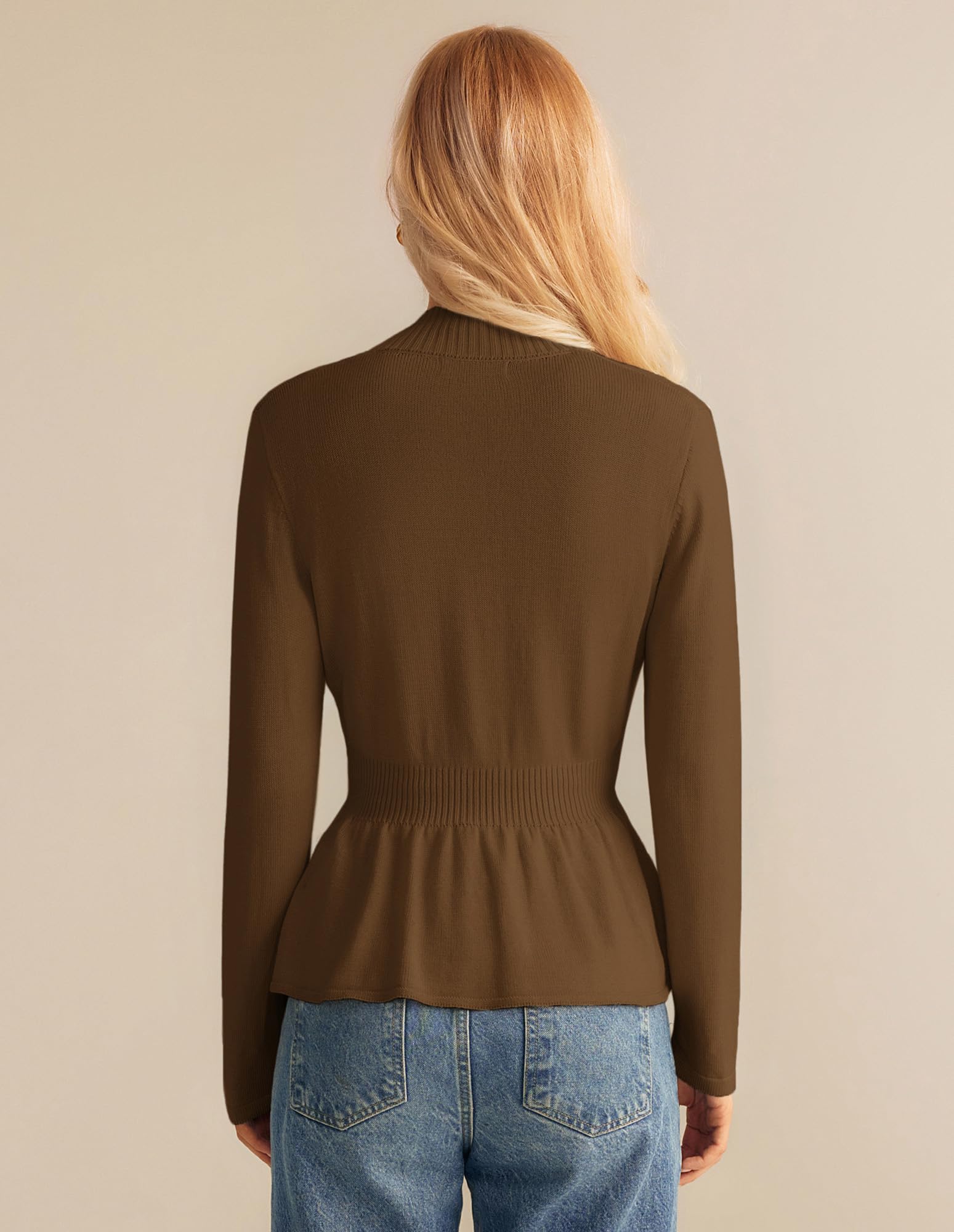 GRACE KARIN Women Cardigan Sweaters 2025 Fall,Long Sleeve Cropped Sweater Coat Trendy,Button Front Peplum Tops Lightweight