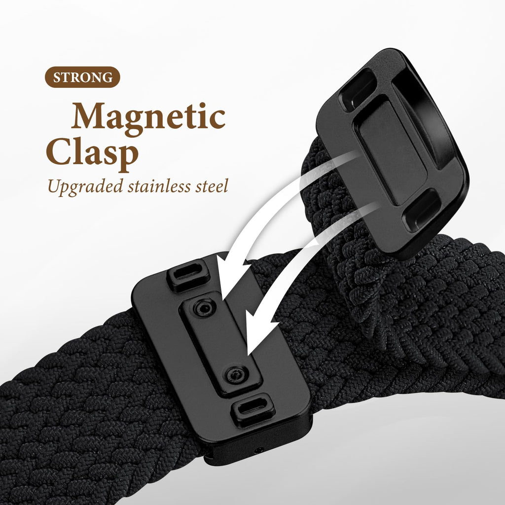 Braided Stretchy Bands with Magnetic Clasp Compatible for Apple Watch Band 38mm 40mm 41mm 42mm 44mm 45mm 46mm 49mm Women Men, Nylon Sport Solo Loop for iWatch Series 11 10 9 8 7 6 5 4 3 Ultra 3 2 1 SE