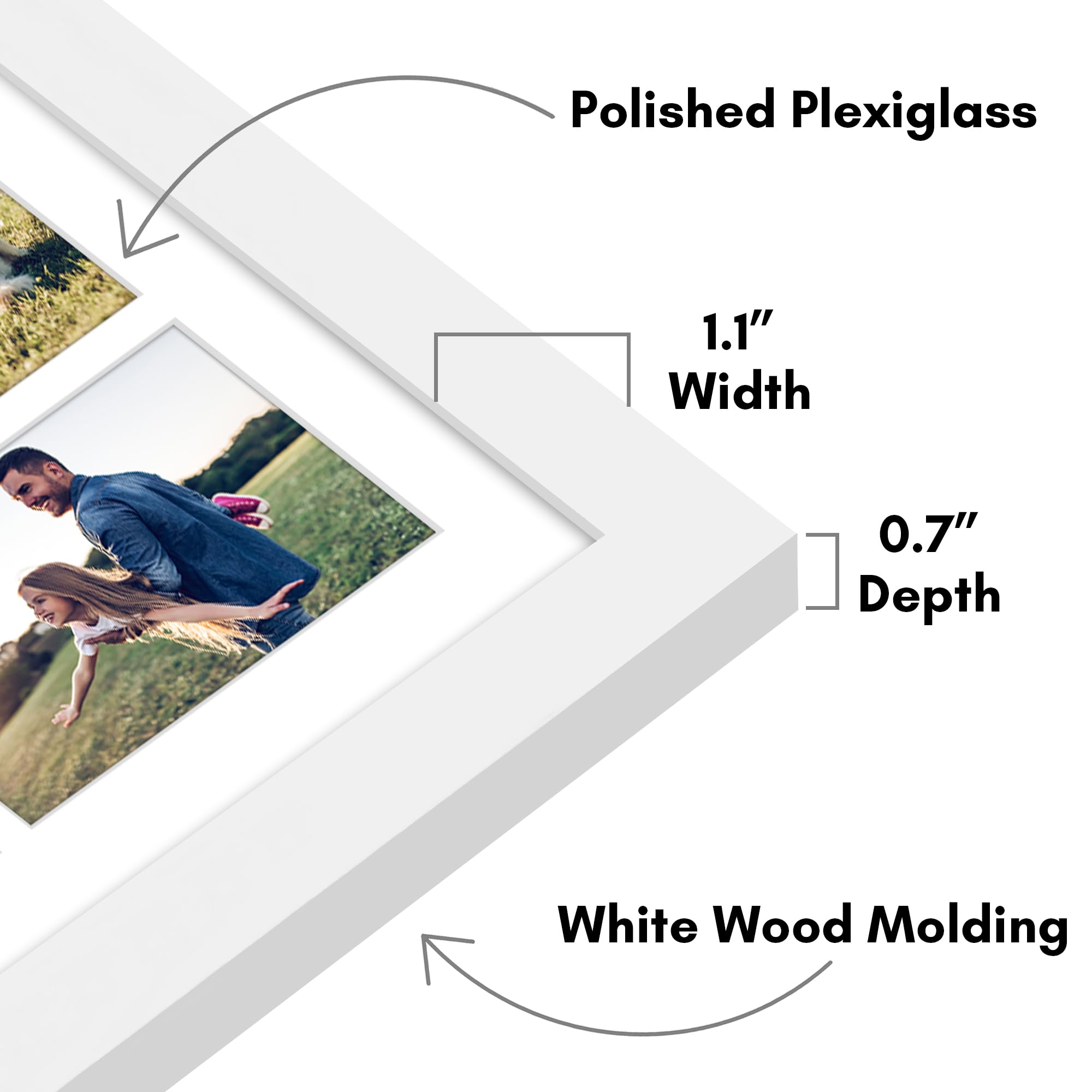 Americanflat 4x6 Double Picture Frame with Shatter-Resistant Glass - Fits Two 4x6 Photos or use as One 6x14 Frame - Signature Collection - Collage Frames for Tabletop and Wall Display - Black