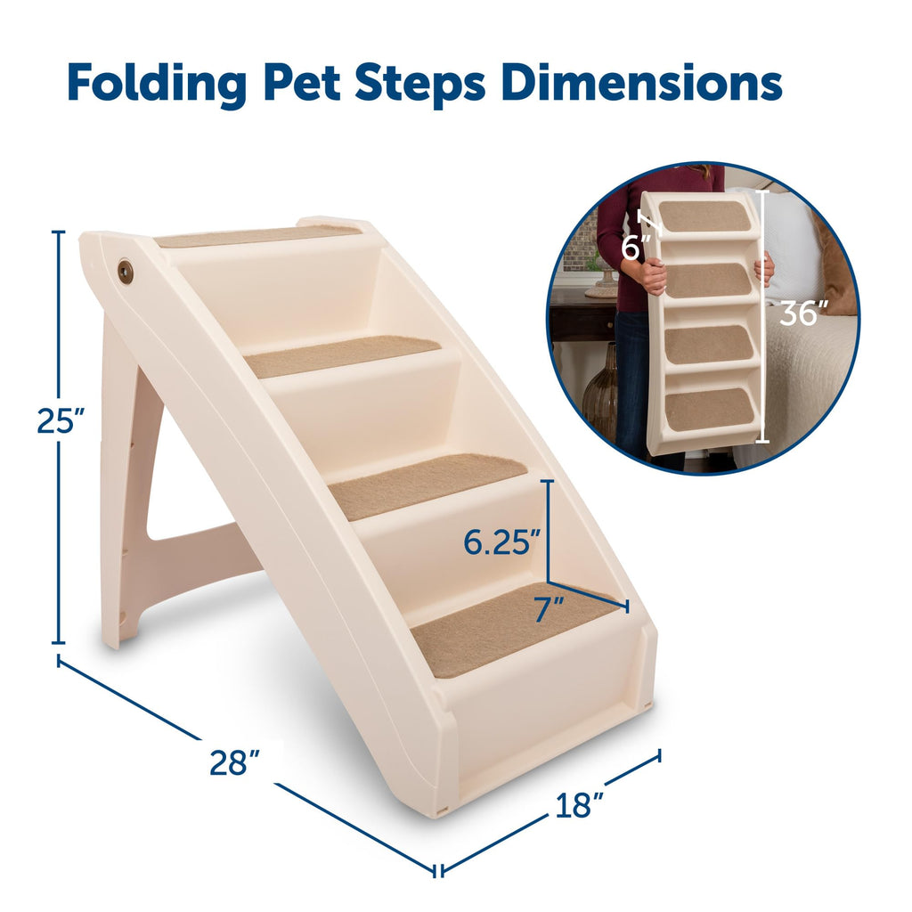 PetSafe CozyUp Folding Dog Stairs, Portable Indoor/Outdoor Pet Steps for Bed, Couch & Car, Grey, 20 Inch