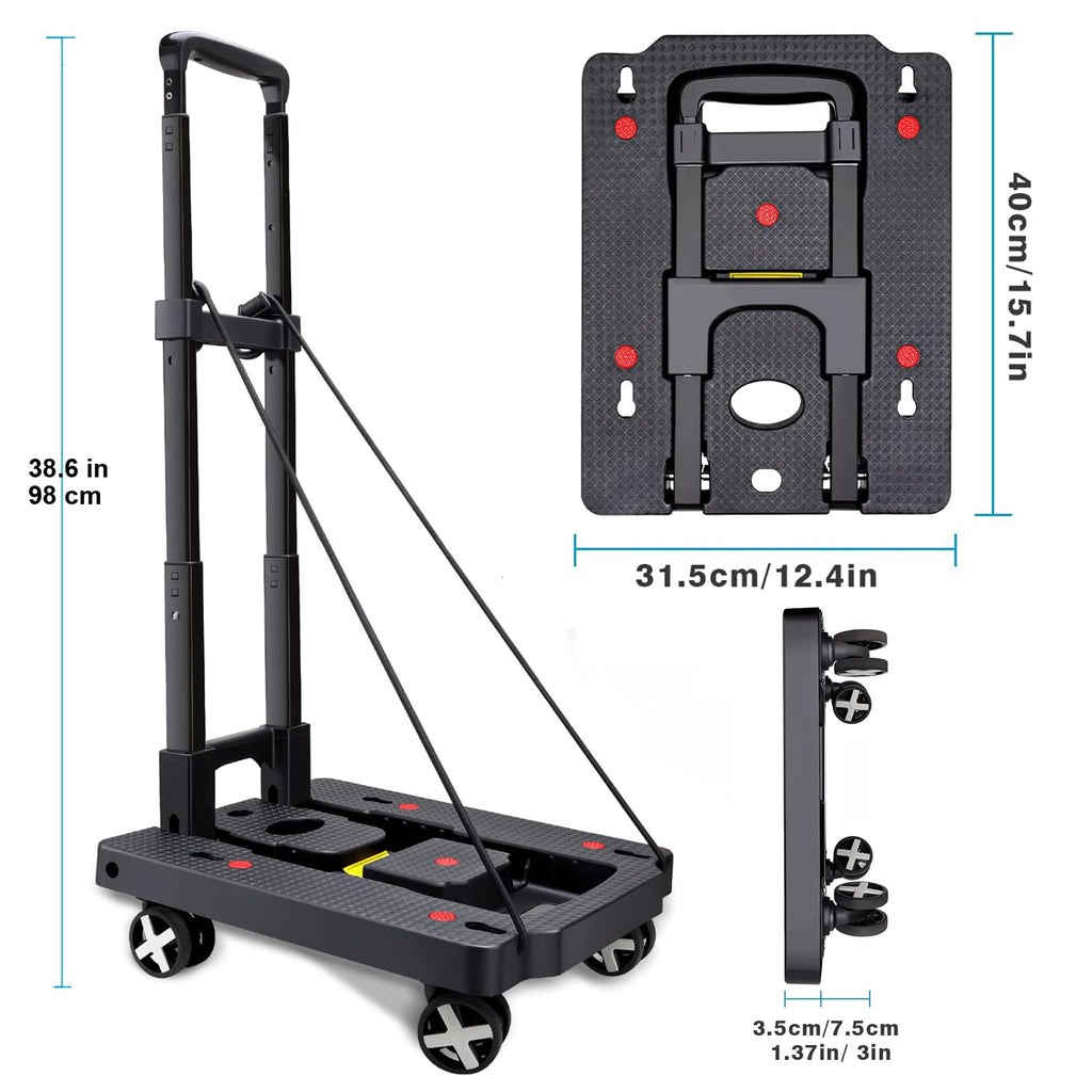Car Seat Dolly for Airport - CarSeat Roller Cart Wheels for Airplane - Car Seat Travel Cart Carrier with Straps Foldable Luggage Trolley Folding Hand Truck (Black)