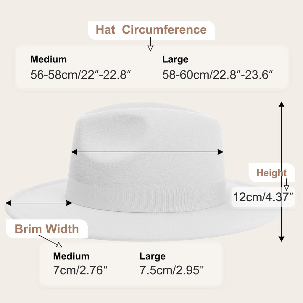 KUJUHA Fedora Hats for Mens/Womens Felt FedoraHats Two Tone Wide Brim Fedora Hats Rancher Hat