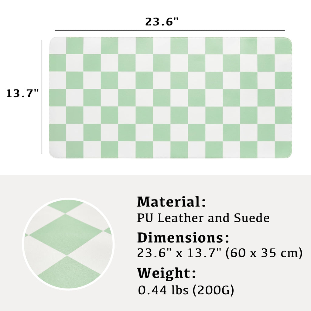 Ohocut Checkered Desk Mat, Large Cute Aesthetic Retro PU Leather Computer Laptop Desk Mat, Non-Slip Waterproof Mouse Keyboard Pad, Desk Writing Mat for Work/Home (Beige, 23.6" x 13.7")