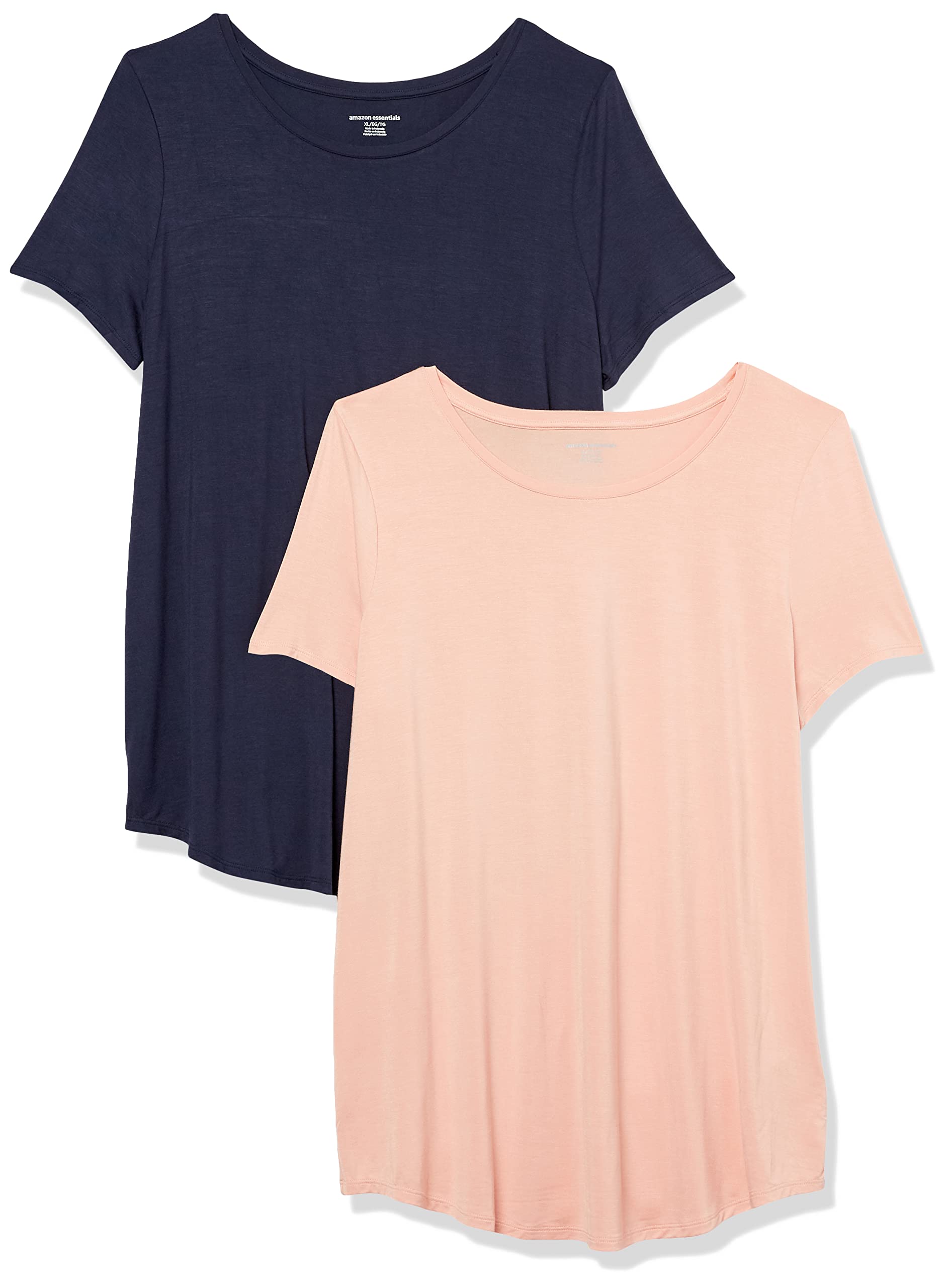 Amazon Essentials Women's Short-Sleeve Scoopneck Tunic Tops, Pack of 2