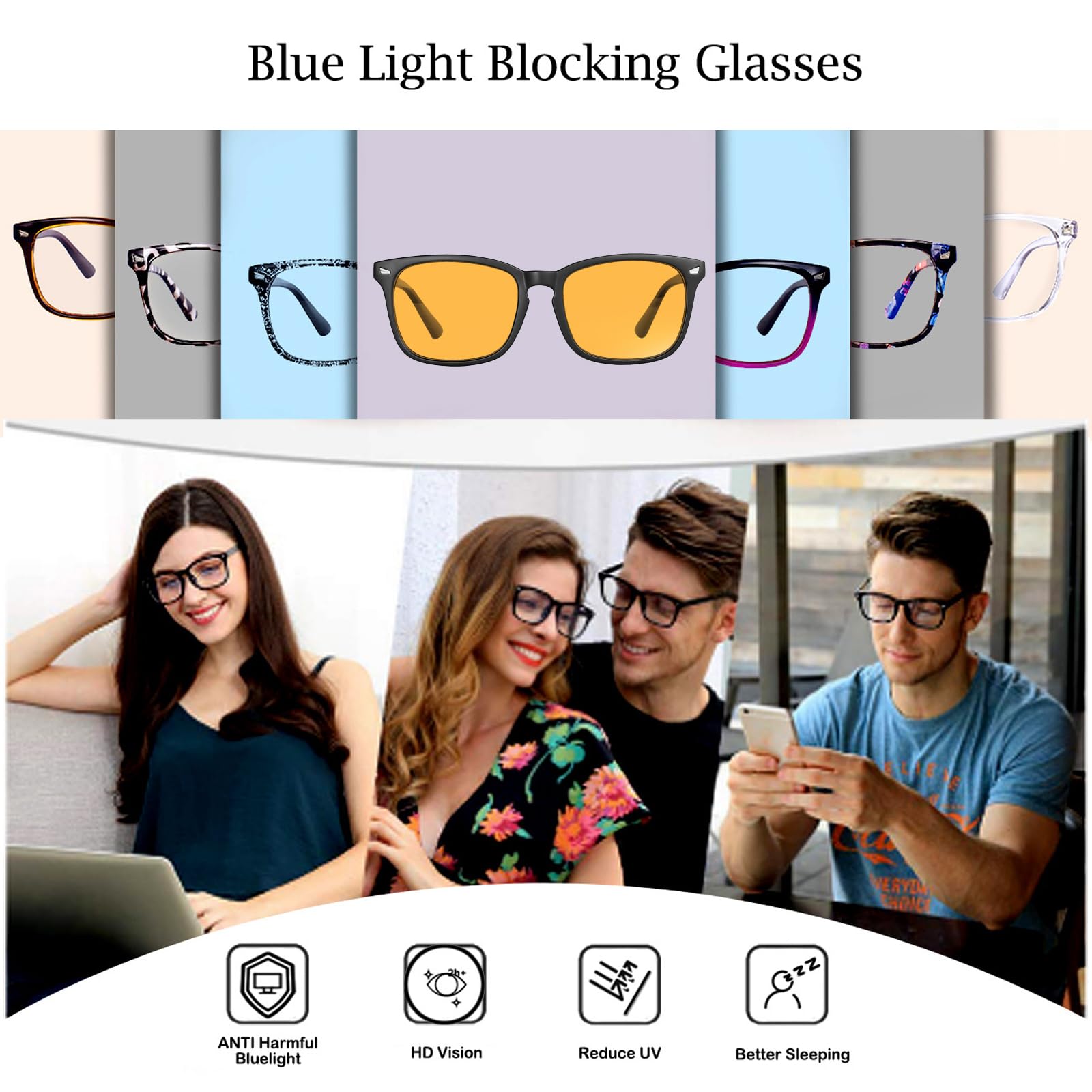 MAXJULI Blue Light Blocking Glasses,Computer Reading/Gaming/TV/Phones Glasses for Women Men(Transparent)