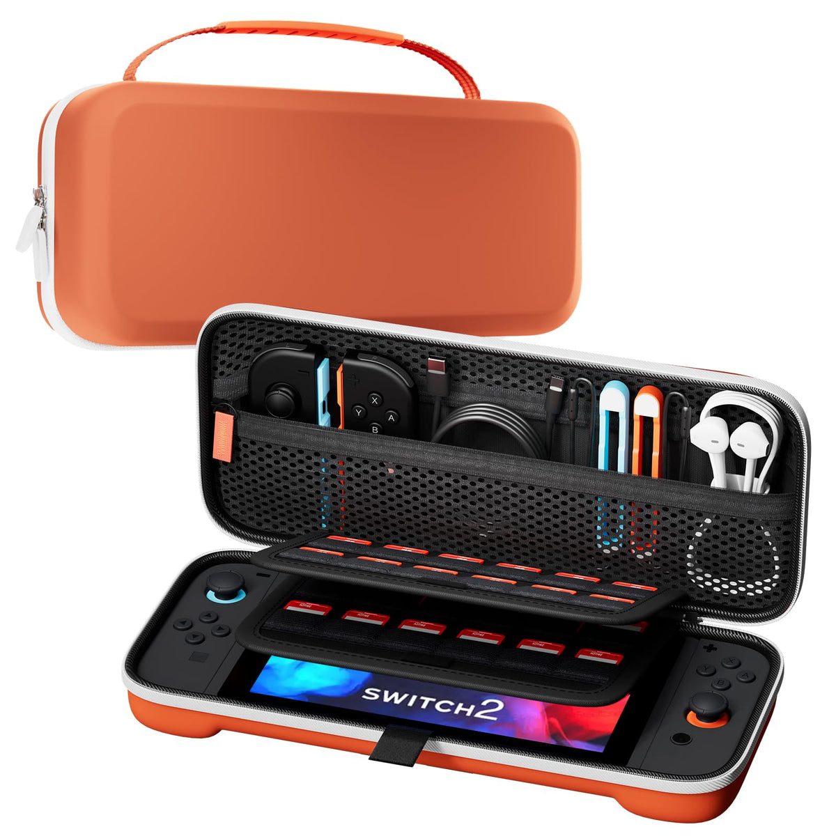 ProCase Carrying Case for Nintendo Switch 2 (2025) with 24 Game Card Slots, Hard Portable Travel Case Storage Bag Protective Pouch for 2025 Nintendo Switch 2 Console AC Adapter & Accessories -Black,L