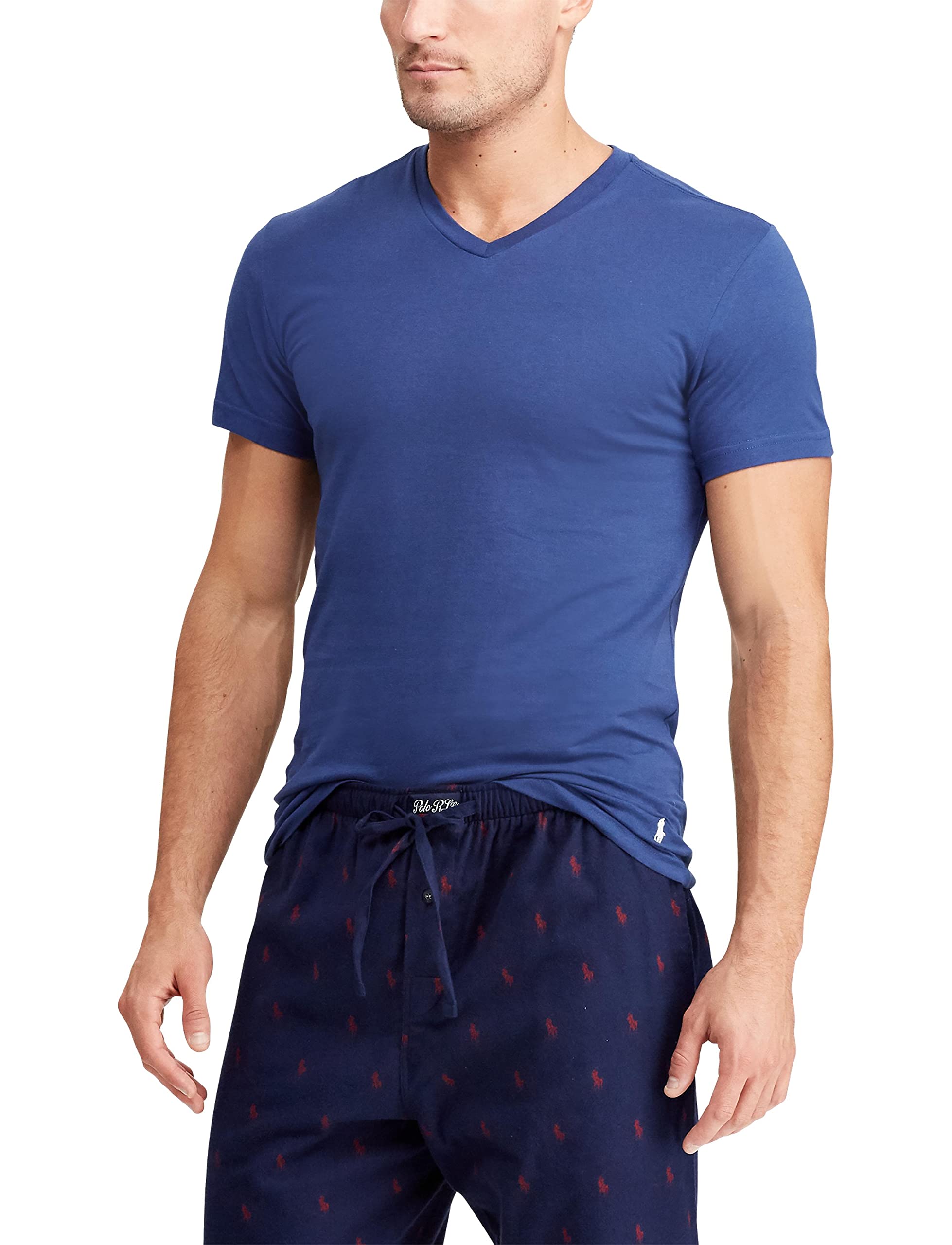 Polo Ralph Lauren Men's T-Shirt Pack, 3-Pack, Cotton Men's Clothing V-Neck Undershirt, Slim Fit Tees, Moisture-Wicking