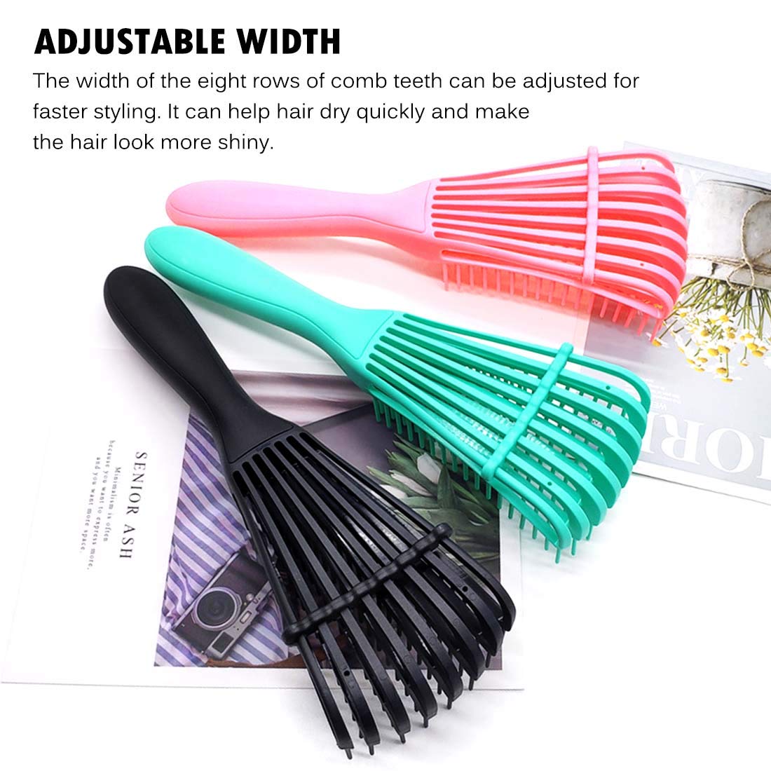 Detangling Brush for Afro America/African Hair Textured 3a to 4c Kinky Wavy/Curly/Coily/Wet/Dry/Oil/Thick/Long, Knots Detangler Scalp Massage Comb Hair Detangler for Women (1 pc, Purple)