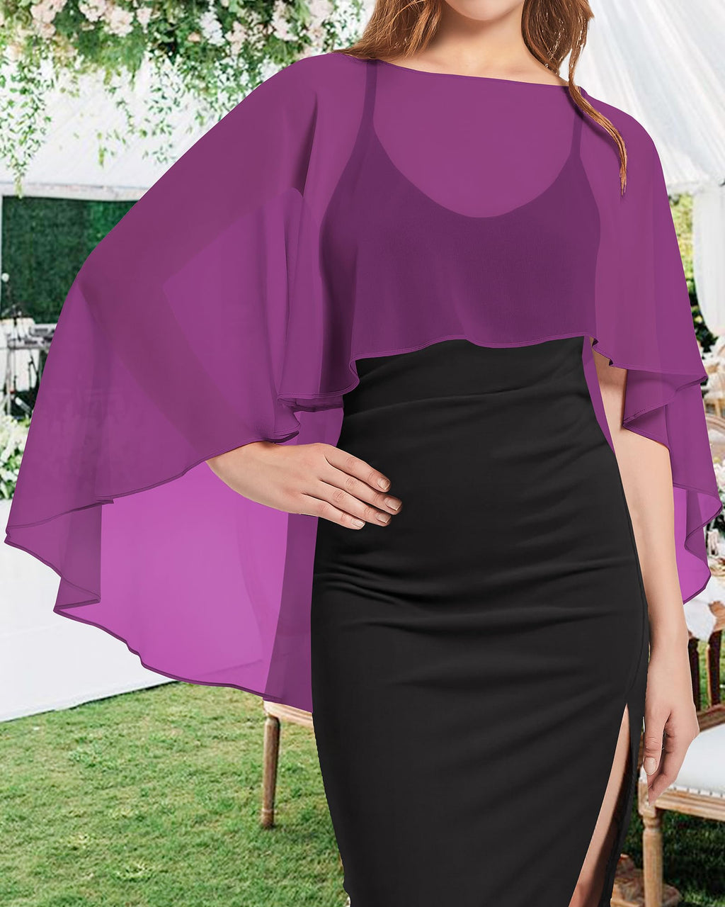 Womens Capelets Shawls and Wraps for Evening Dress Chiffon Capes Wedding Cover Up