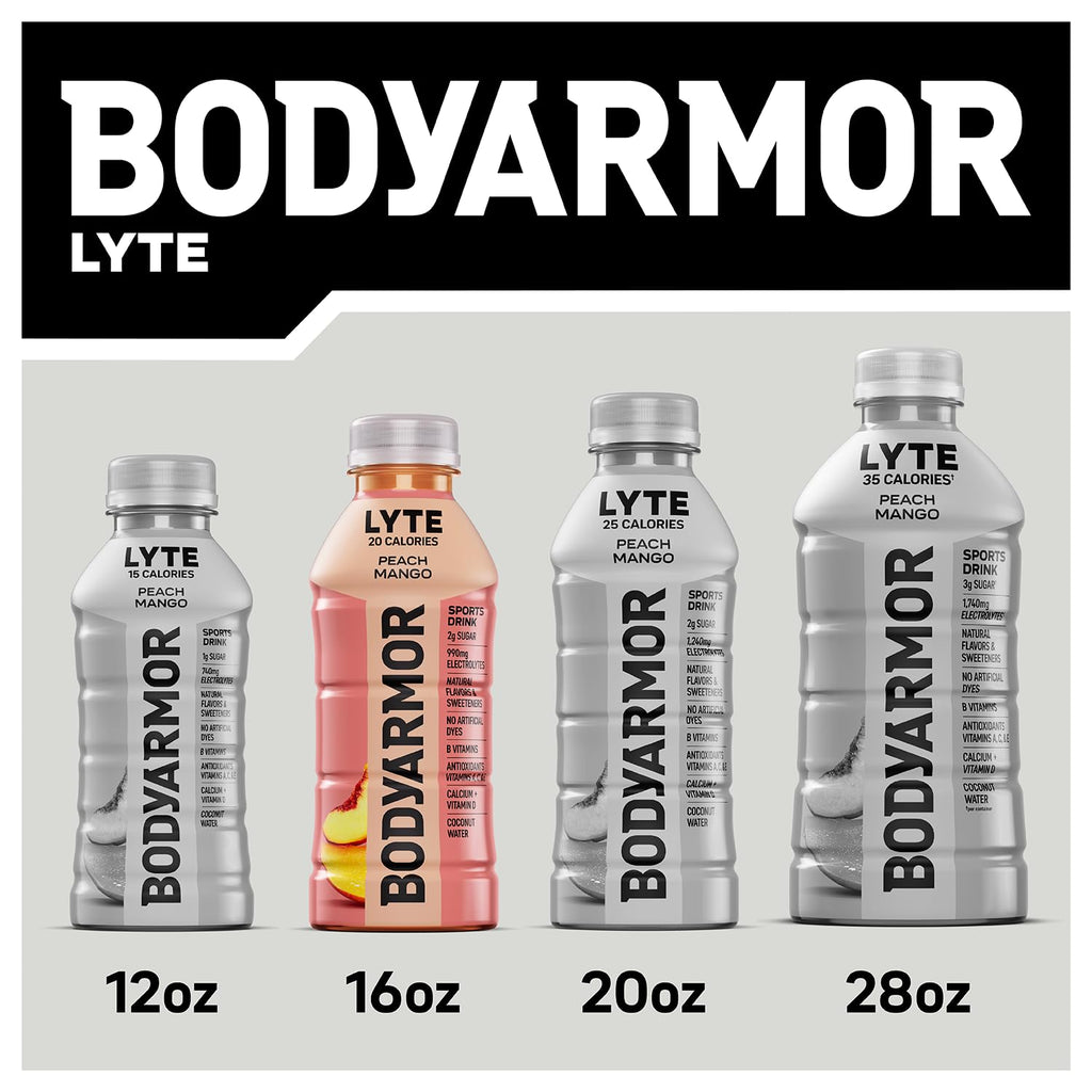 BODYARMOR Lyte Sports Drink Low-Calorie Beverage, Blueberry Pomegranate, Coconut Water Hydration, Natural Flavors with Vitamins, Potassium-Packed Electrolytes, 16 Fl Oz (Pack of 12)