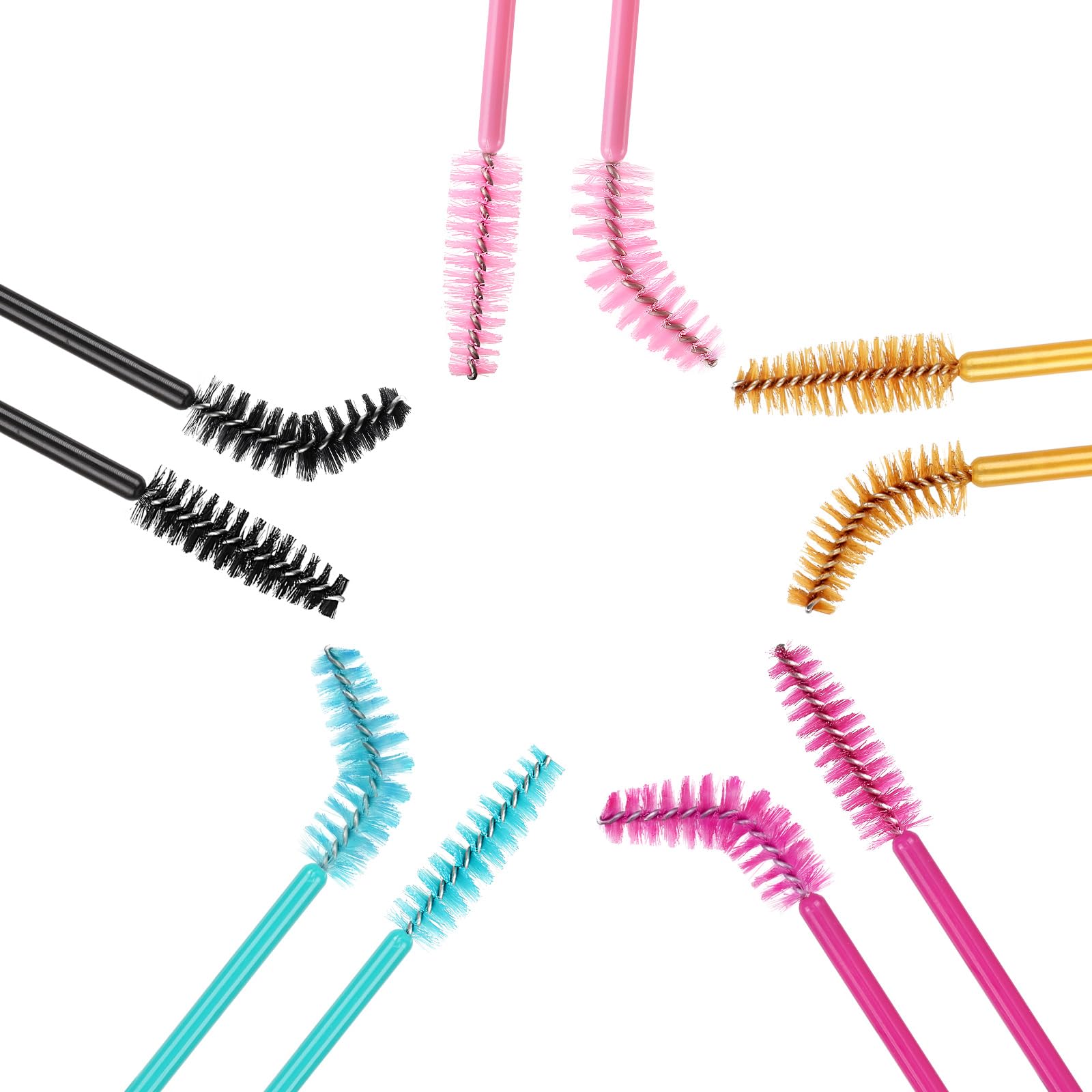 Tbestmax 500 Disposable Mascara Wands Eyelash Brush Spoolies for Eyebrow Eye Lash Extension, Makeup Brushes Applicators Kits - 5 Colors