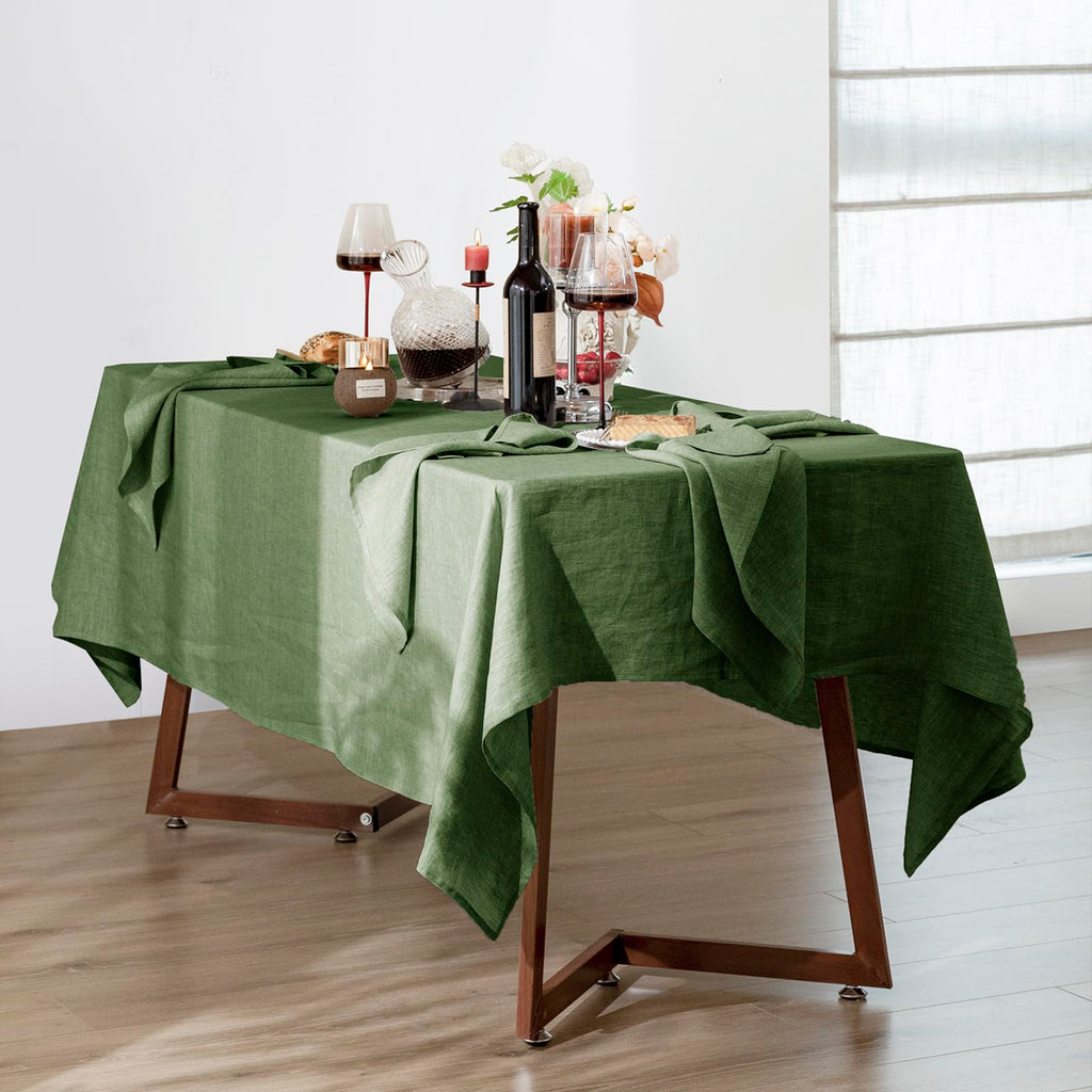 Talasily Linen Tablecloth 100% Pure Linen Table Cloth 60x84 Inches Rectangle Tablecloths Washable Cloths for Kitchen, Dining, Buffet Parties, Holidays, Picnic, Weddings and Restaurants-Caramel