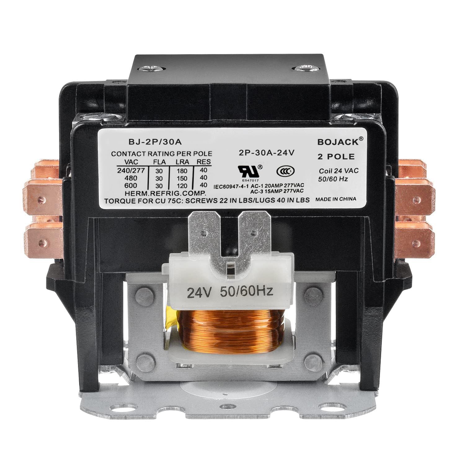 BOJACK 2 Poles FLA 30 Amp Coil 24 VAC Air Conditioner Condenser Compressor Contactor Motor Definite Purpose AC Contactor