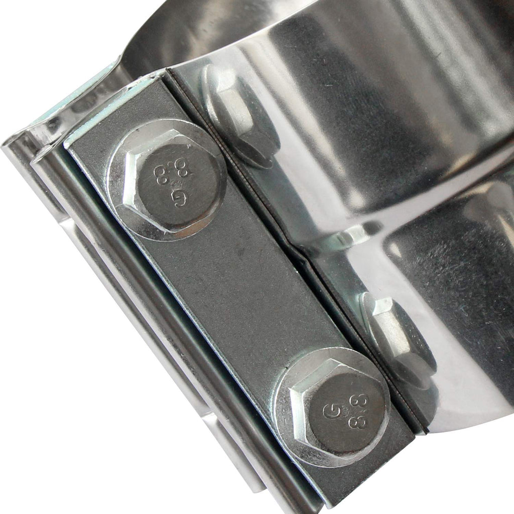 Exhaust Clamps Band Clamp 2.5" Lap Joint - Stainless Steel Lap Joint Exhaust Band Clamp with 1 Block 2Pcs for 2.5" Od to 2.5" Id Exhaust Pipe, Muffler, Elbow and Exhaust Tubing Connection(2 Pack)