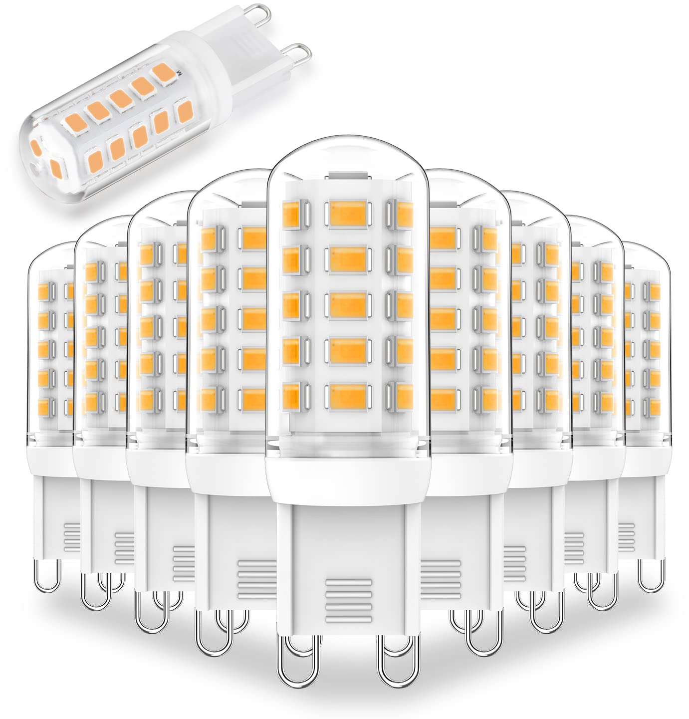 G9 LED Bulbs Dimmable 3W (T4 30W 25W 20W Halogen Bulb Equivalent), Warm White 2700K, 120V, 350LM Bi Pin or Chandelier Wall Pendant Ceiling Lamps,No Flicker 4-Pack