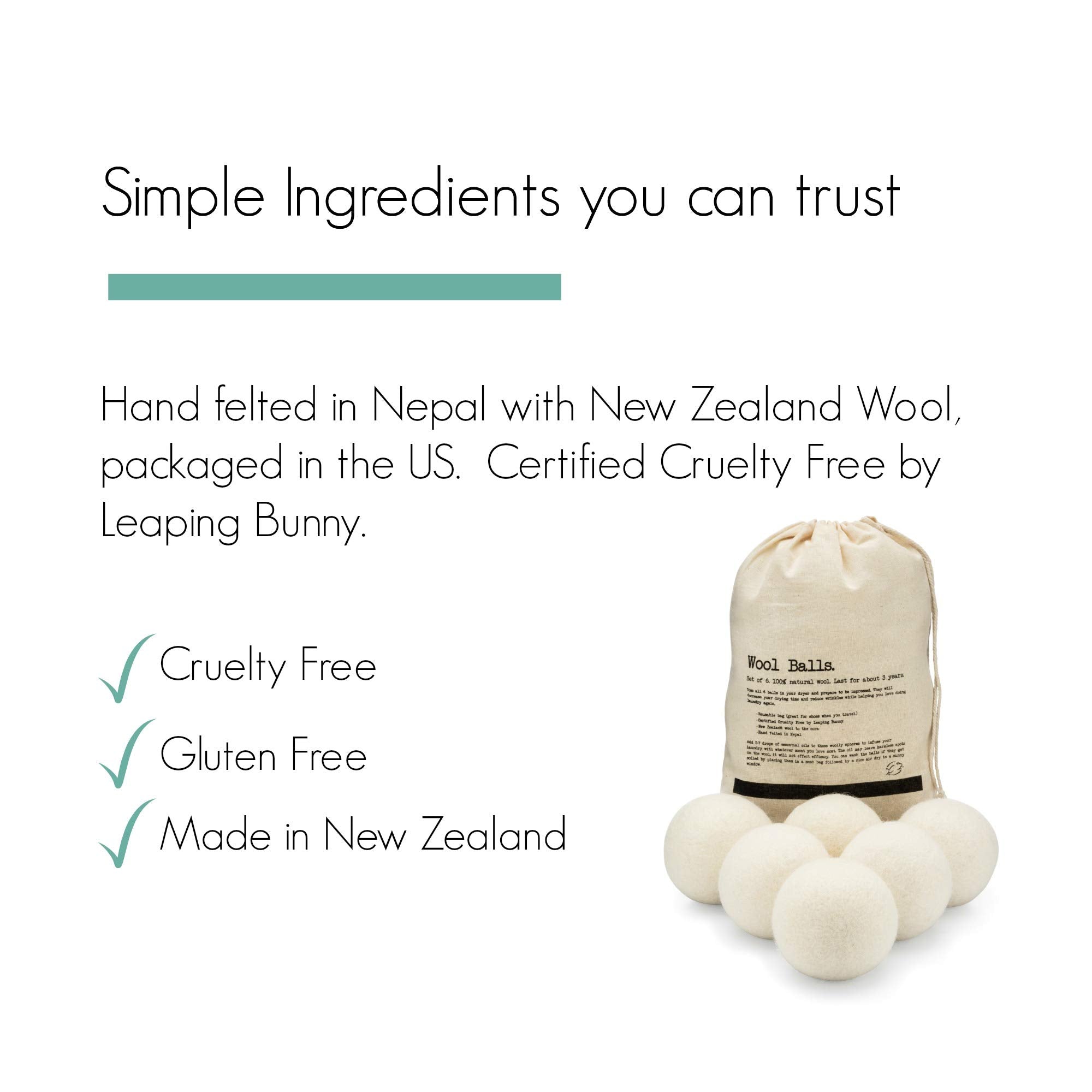 Molly's Suds Wool Dryer Balls | XL, Premium Organic Fabric Softener, Hypoallergenic, Hand-Felted, Reusable, Reduce Drying Time | Black, Set of 6