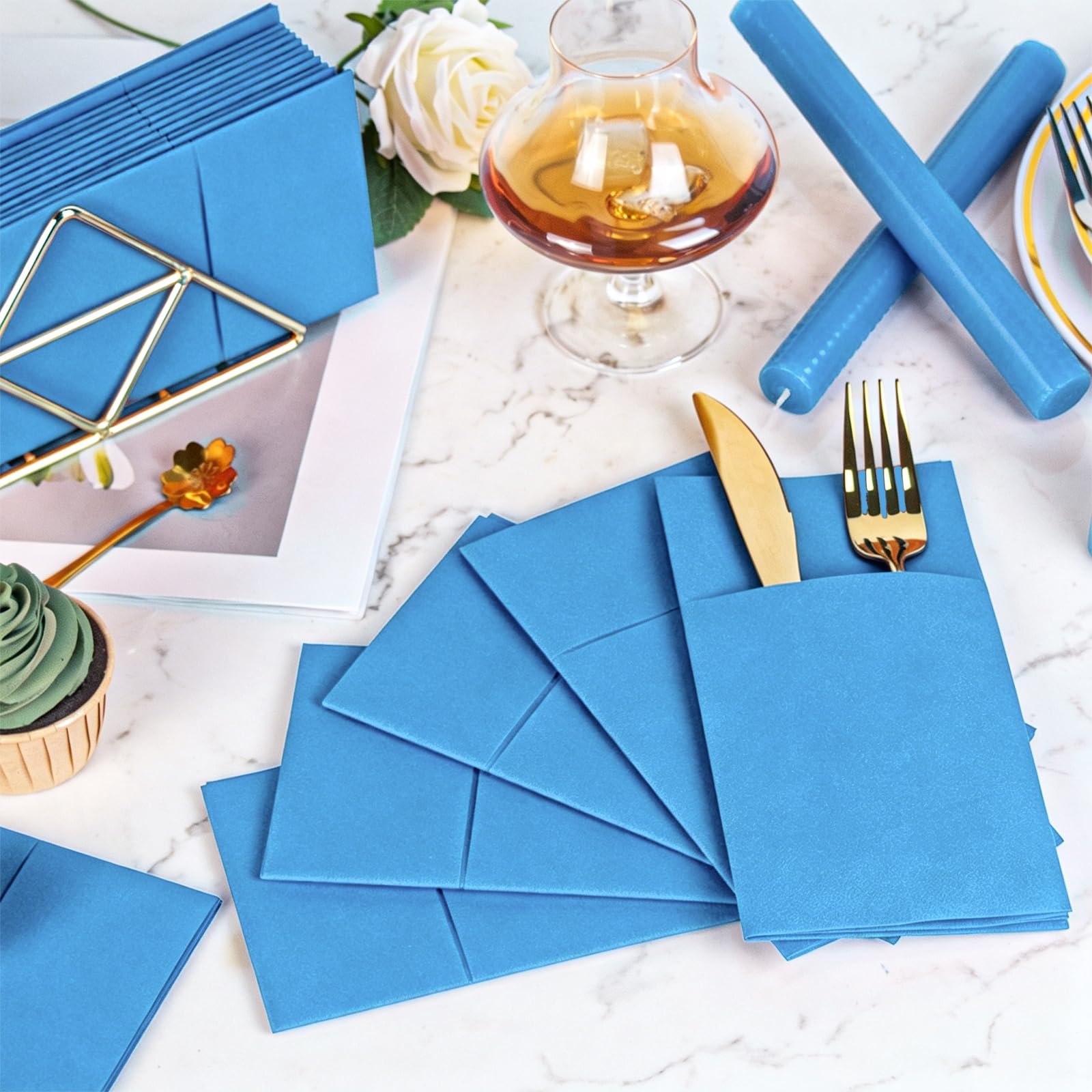 KAMMAK Black Napkins Disposable with Pocket Wedding Decorative Dinner Paper Napkins 100 Pack Linen Feel Prefolded Guest Hand Towels for Party Decoration, Cocktail Reception, Hotel (16.5 x 16.5 inch)