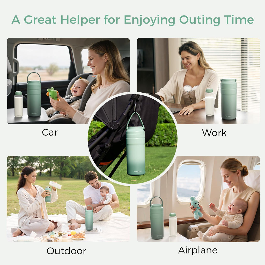 Momcozy 22oz Portable Breast Milk Cooler for Outdoor, 360°Total Cooling for 24Hours, Larger Capacity Travel Breastmilk Chiller with 2pcs Baby Bottles for Breastmilk Storage, Breastfeeding Essentials