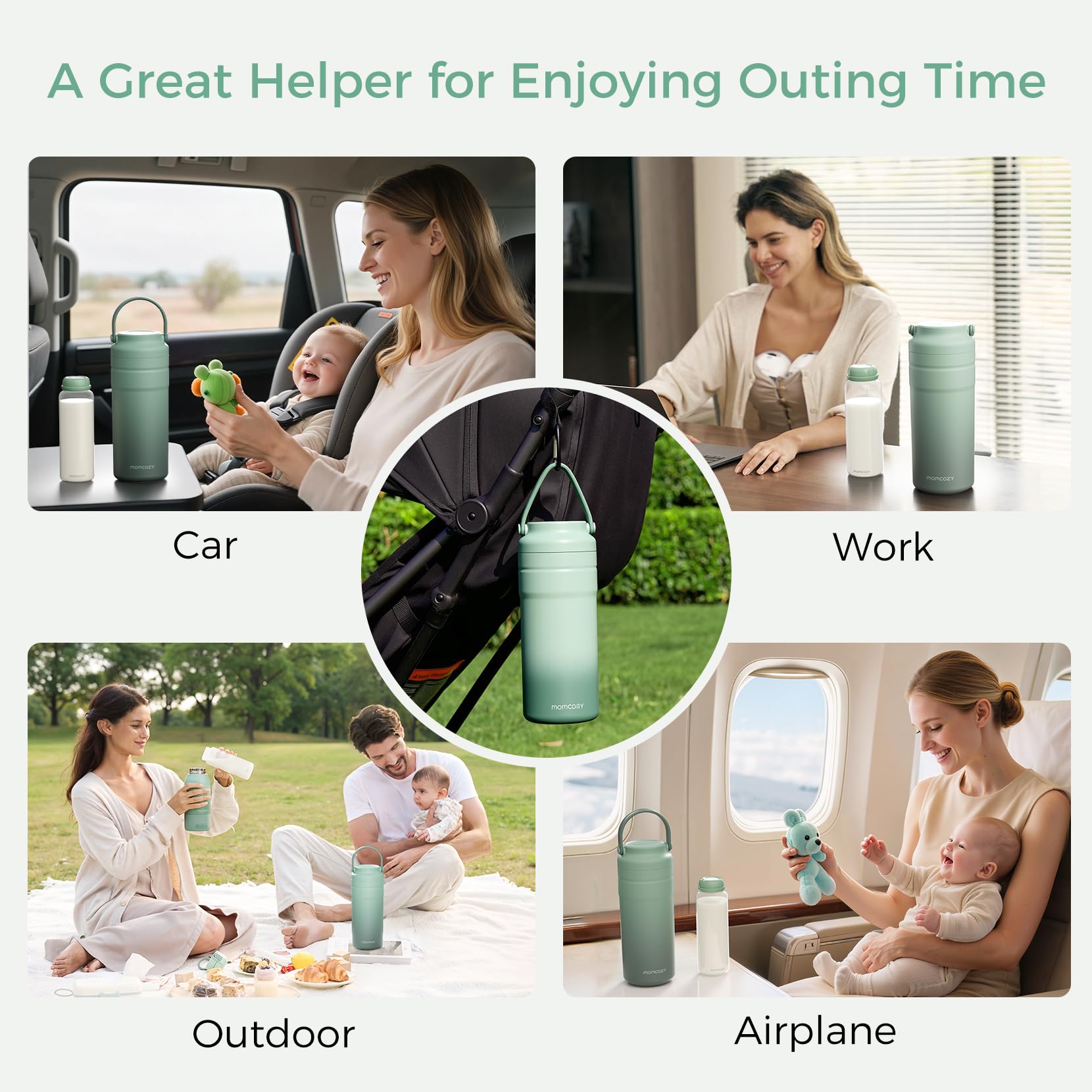 Momcozy 22oz Portable Breast Milk Cooler for Outdoor, 360°Total Cooling for 24Hours, Larger Capacity Travel Breastmilk Chiller with 2pcs Baby Bottles for Breastmilk Storage, Breastfeeding Essentials