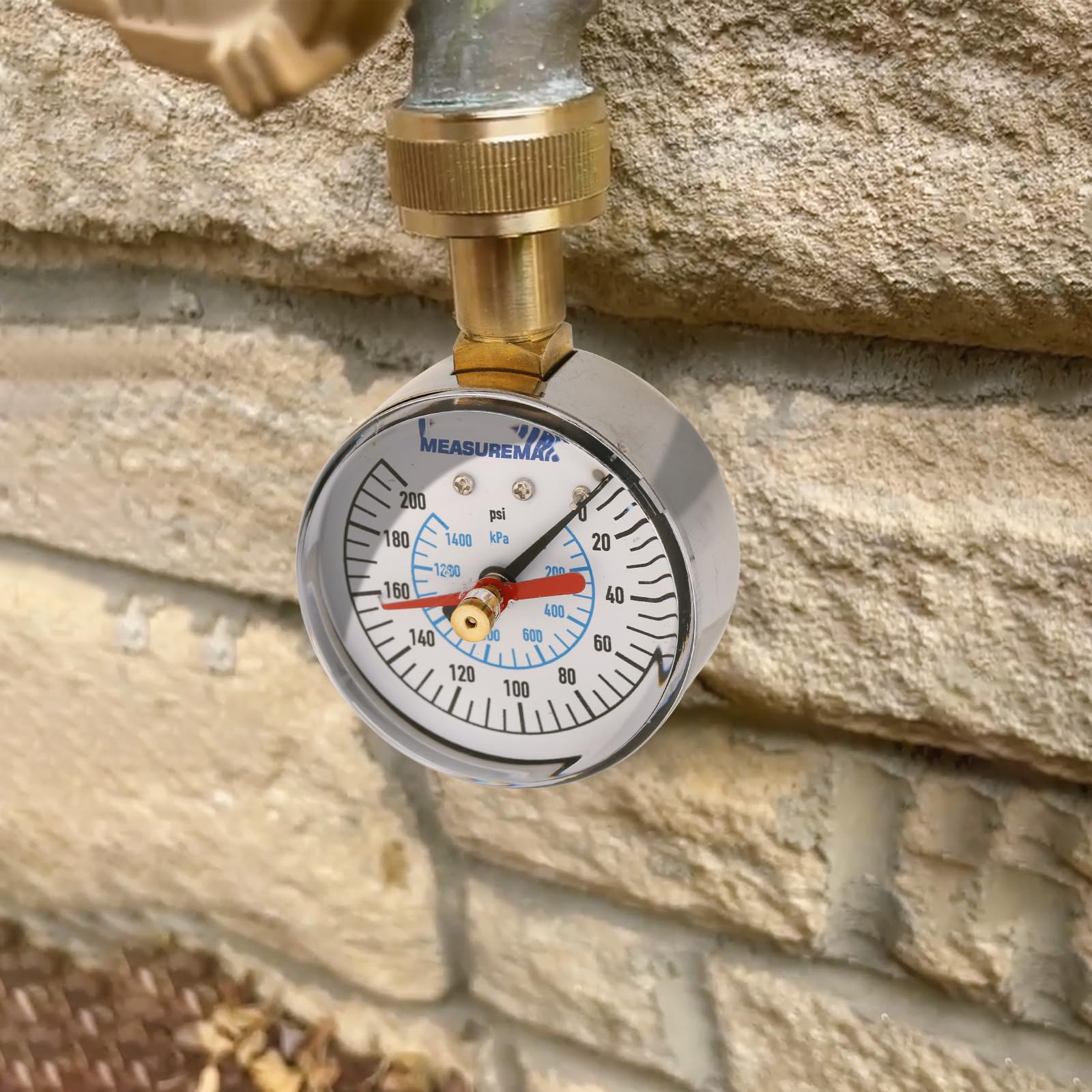 MEASUREMAN 2" Water Pressure Test Gauge, 3/4" Female Hose Thread, 0-200 psi/kpa with Maximum Pressure Memory (Pack of 2)