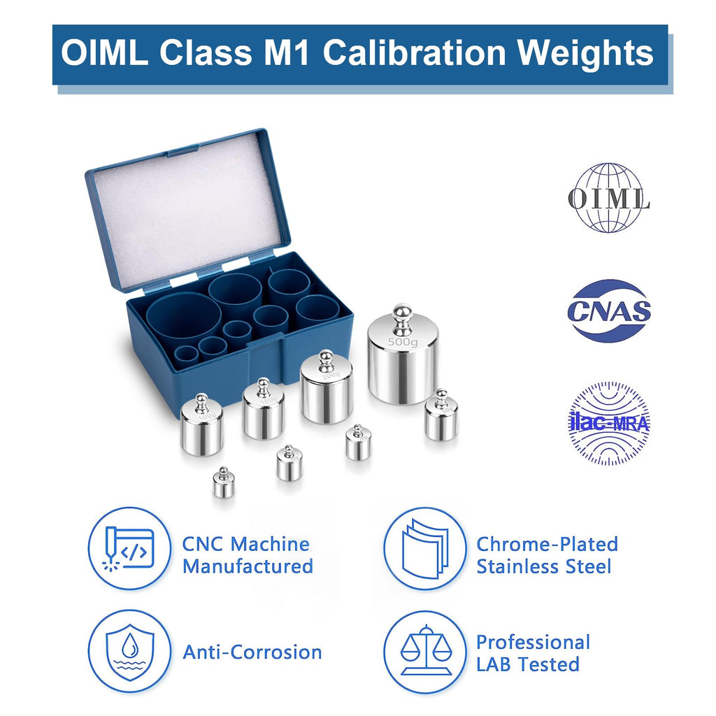 QP Calibration Weights, 50 Gram Scale Weights, OIML Class M1 High Precision Stainless Steel Scale Balance Weights with Chrome Finish, Calibration Weights for Digital Scale, Kitchen Scale, Pocket Scale