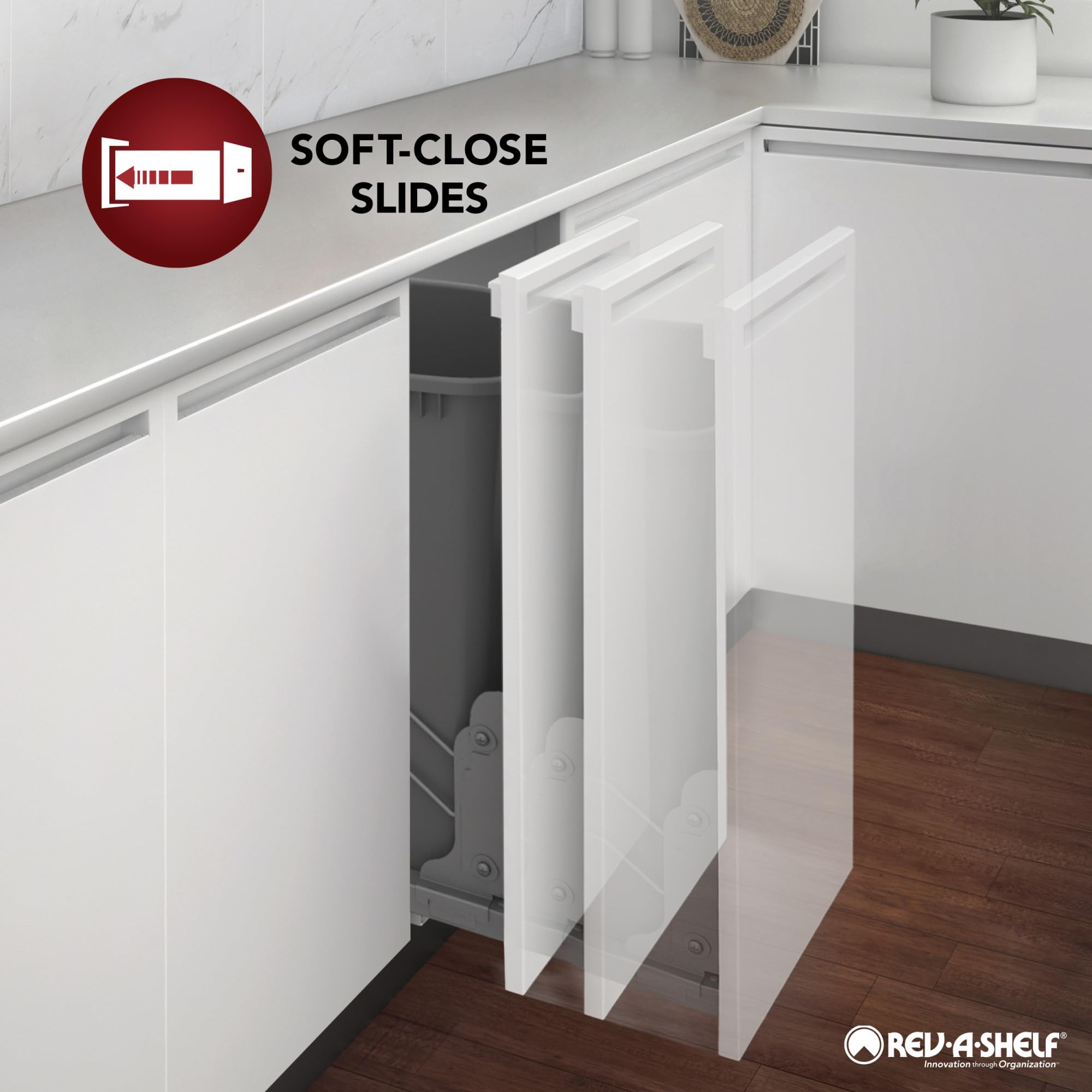 Rev-A-Shelf Wood Base Cabinet Knife Block Pullout Organizer w/Soft-Close