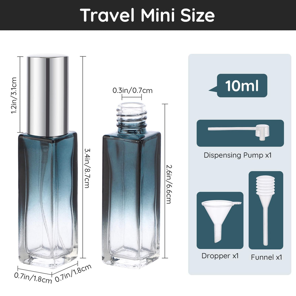 Segbeauty 0.34oz Mini Perfume Spray Bottles, 10Pack 10ml Glass Travel Perfume Atomizer Refillable, Small Empty Cologne Atomizer for Frangrance, Sample Cologne Bottles Sprayer with Refill Tool