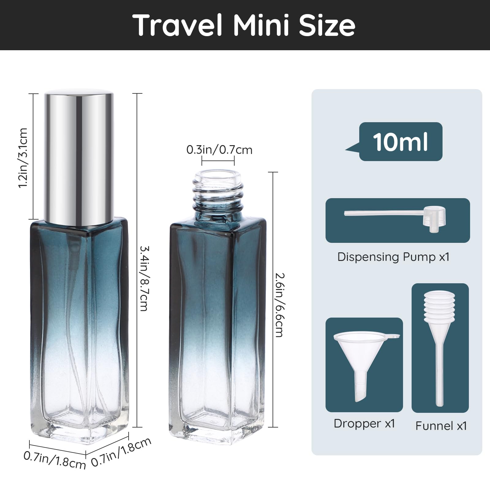 Segbeauty 0.34oz Mini Perfume Spray Bottles, 10Pack 10ml Glass Travel Perfume Atomizer Refillable, Small Empty Cologne Atomizer for Frangrance, Sample Cologne Bottles Sprayer with Refill Tool