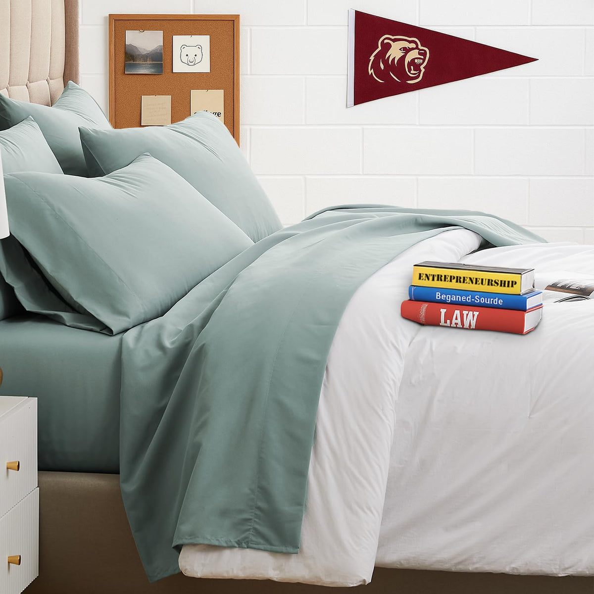 Southshore Fine Living, Inc. 4-Piece, 21-Inch Deep Pocket Twin Sheets Set with Fitted Sheet, Soft Microfiber, Oversized Flat Sheet, 2 Pillow Cases Standard Size, Hotel Collection Twin Bed White Sheets