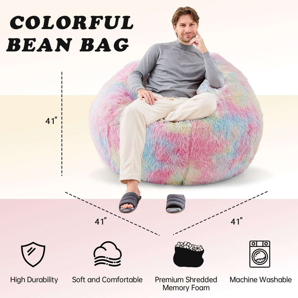 Sports Baseball Bean Bag Chair - Luxurious Bean Bag Chairs for Kids Teens Adults - Floor Sofa Couch with Filler - Plush BeanBag Furniture for Living Room Bedroom College Dorm - 32 Inch