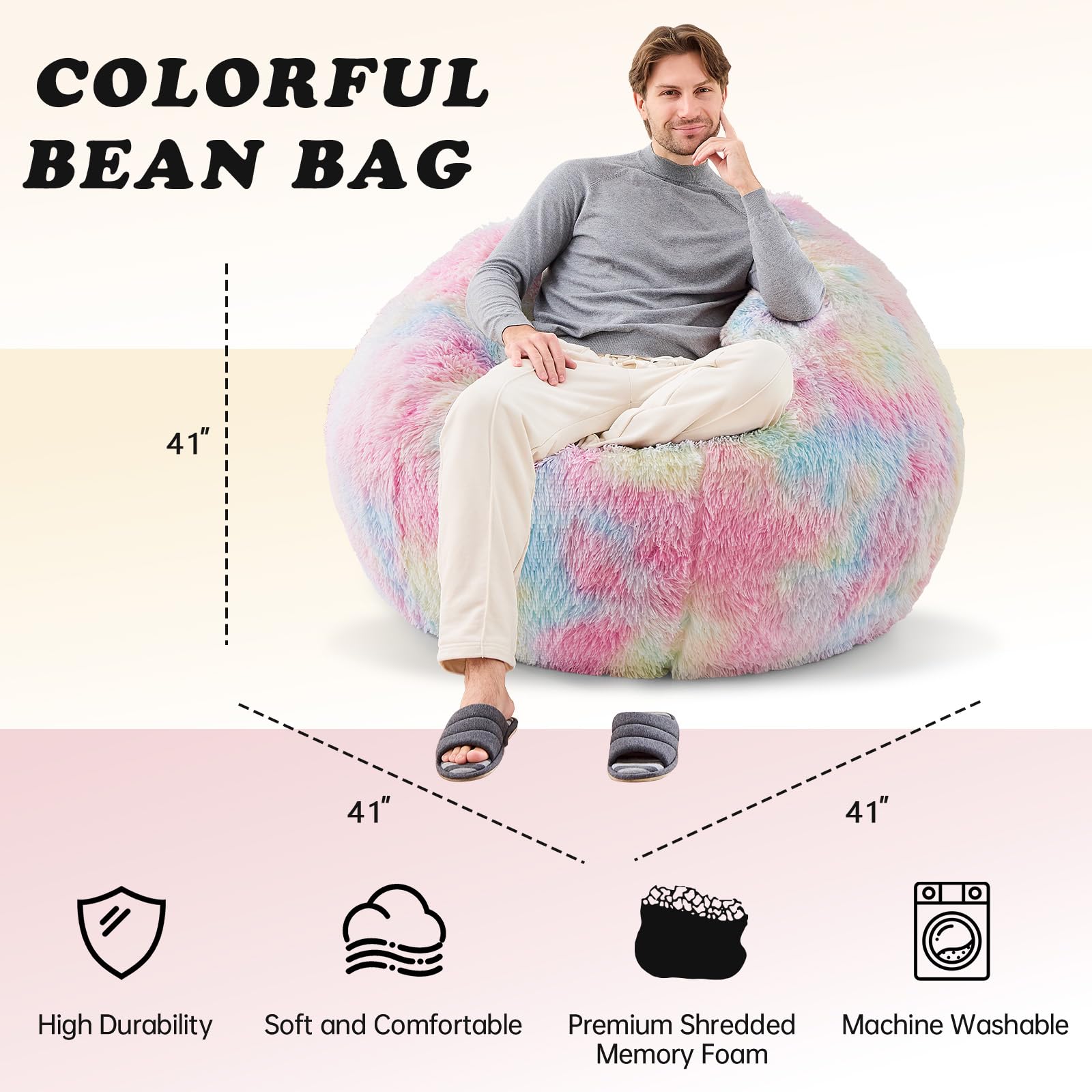 Sports Baseball Bean Bag Chair - Luxurious Bean Bag Chairs for Kids Teens Adults - Floor Sofa Couch with Filler - Plush BeanBag Furniture for Living Room Bedroom College Dorm - 32 Inch
