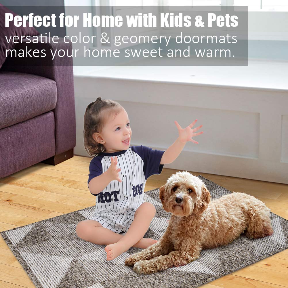 Indoor Doormat 24"x 36", Absorbent Front Back Door Mat Floor Mats, Rubber Backing Non Slip Door Mats Inside Mud Dirt Trapper Entrance Door Rug Carpet, Machine Washable Low Profile-Brown Time Cloister