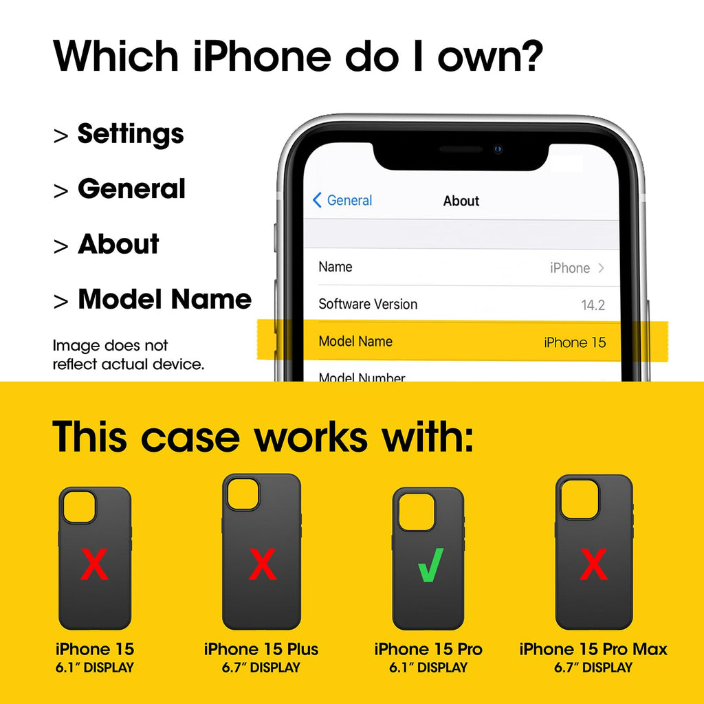 OtterBox iPhone 15 Symmetry Series Cactus Leather for MagSafe - Noir ASH (Black), Slim, Premium, Protective iPhone Case