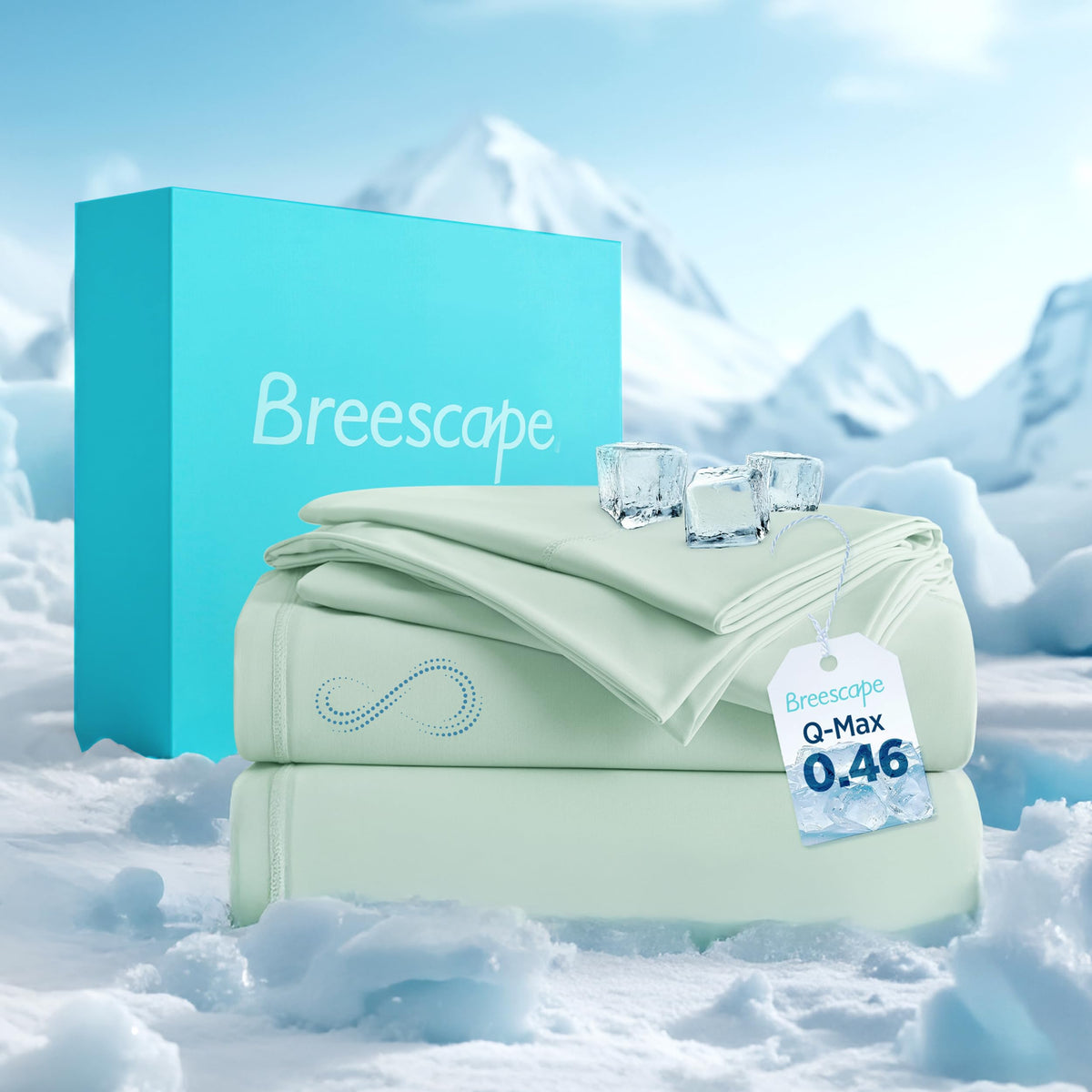 Breescape Cooling Sheet Set Full Size - BlendTek™ Dry & Cool Technology for Hot Sleepers and Night Sweats, Q-Max>0.46 Tech, Deep Pocket Up to 18", 360° Elastic Band, Twilight Blue