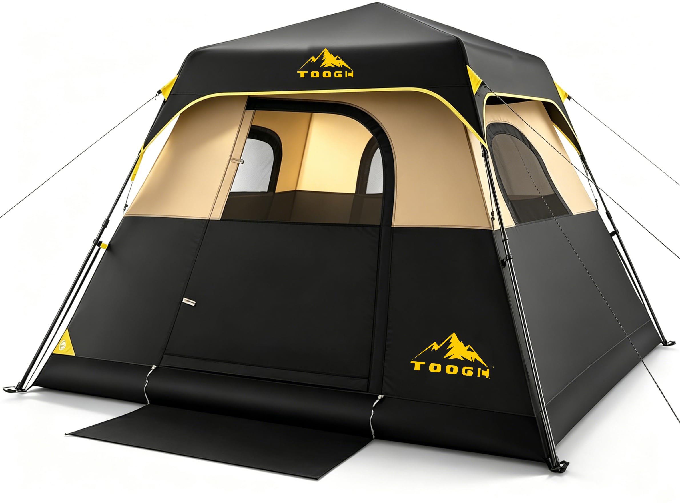 3/4 Person Camping Tent with 1 Door, 4 Windows, and Upgraded Ventilation– Instant Setup, Waterproof, 8'x 8'x 67''Oxford Fabric Floor Pop Up in 60 Seconds Includes Rainfly and Backpack
