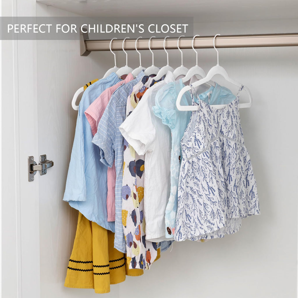 MIZGI Baby Velvet Hangers,Non-Slip Kids & Toddler Hangers,11.8 Inch Hangers for Baby Clothes,Pack of 50(Black/Black)