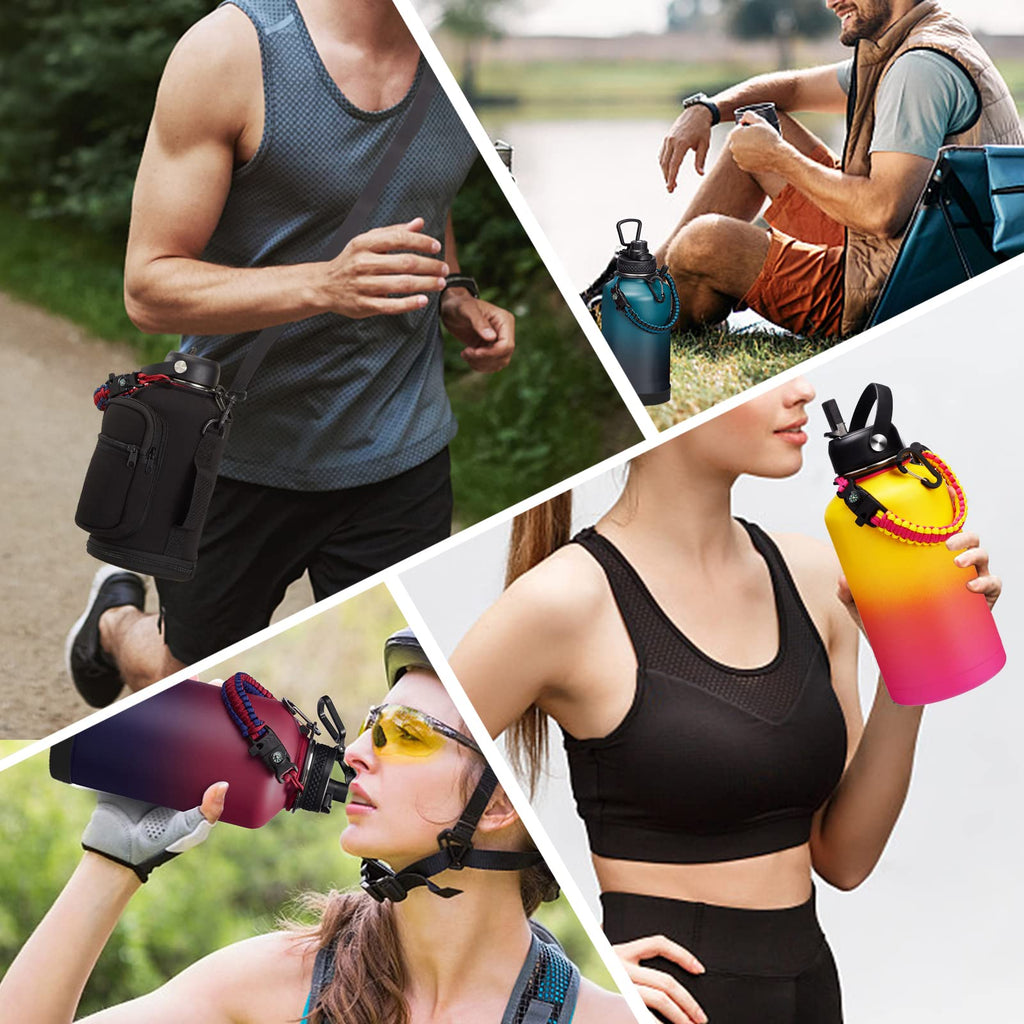 Insulated Water Bottle 32 oz - Cold-48h & Hot-24h Stainless Steel Vacuum Flask with Straw & Pop-up Chug Lid, Leak Proof 32oz Water Bottles, Wide Mouth Hydro Metal Thermal Cups for Gym Work