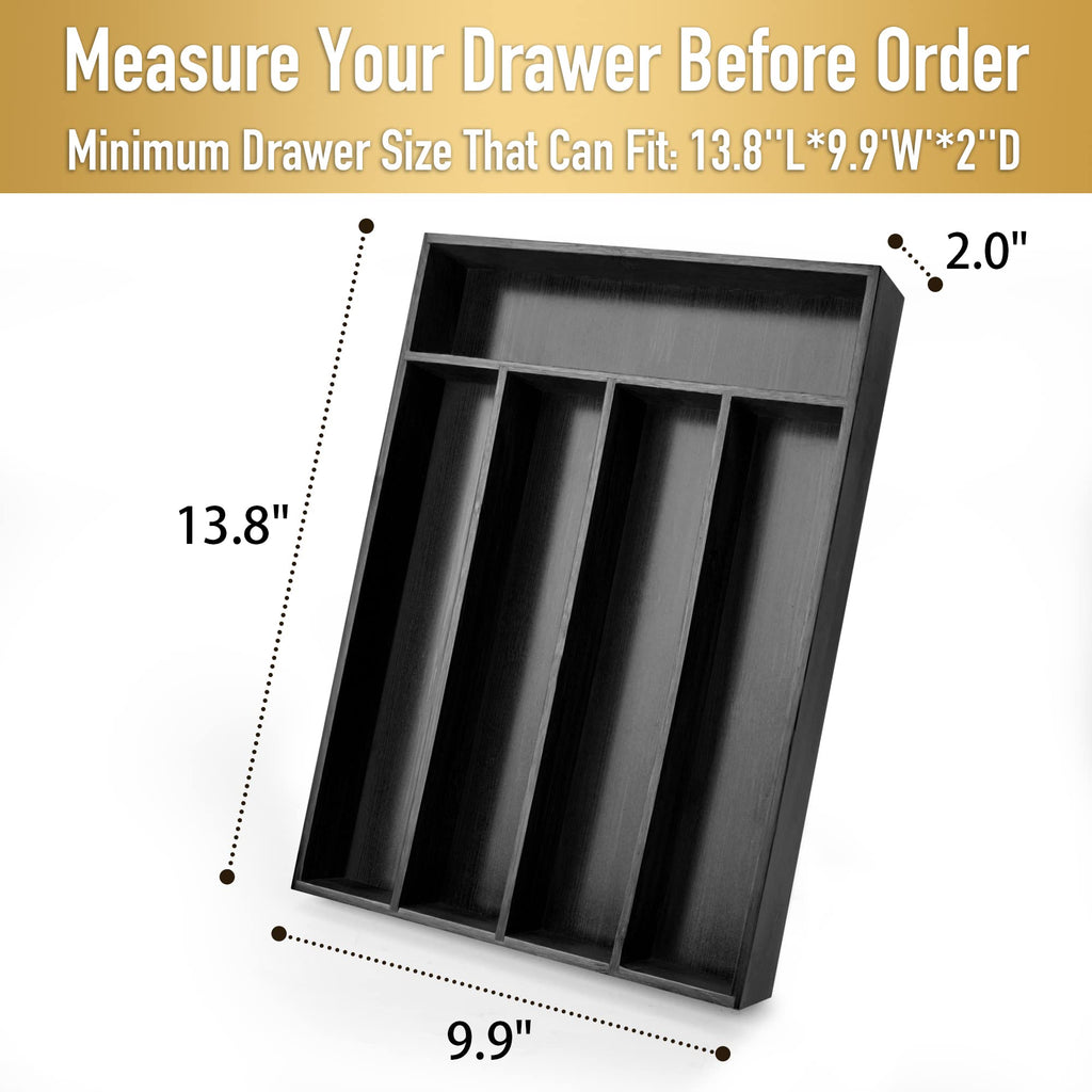 Acacia 4 Slot Silverware Drawer Organizer - Cutlery Holder with Flatware Tray