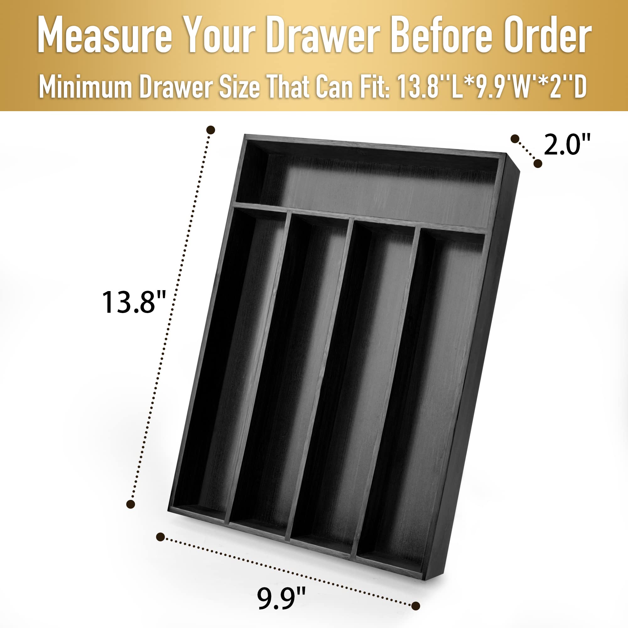 Acacia 4 Slot Silverware Drawer Organizer - Cutlery Holder with Flatware Tray