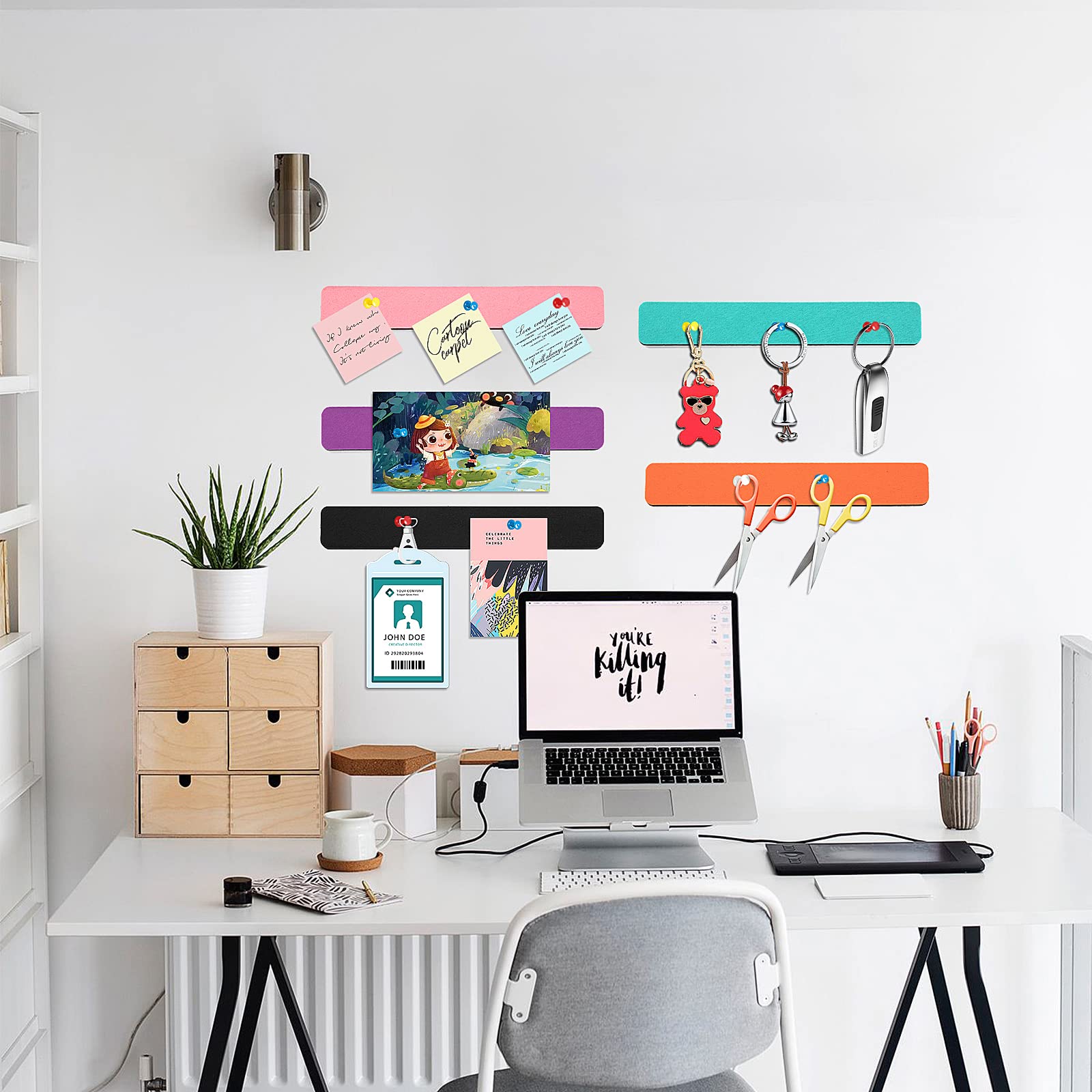 Felt Bulletin Board, 15.7''X 11.8'' corkboard Pin Board for Bedrooms Offices Home Wall Decoration, Self Adhesive Cork Board with 35 Push Pins for Paste Notes, Photos, Schedules (2 Pack)