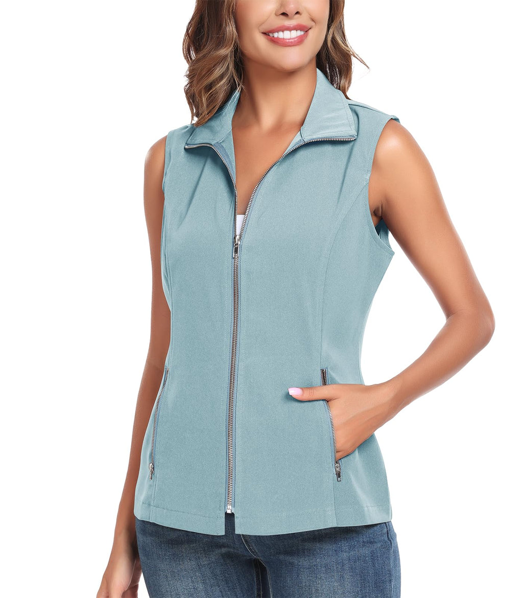 MISS MOLY Women's Lightweight Vest Casual Zip Up Utility Vest Hiking Golf Sleeveless Jackets with Pockets