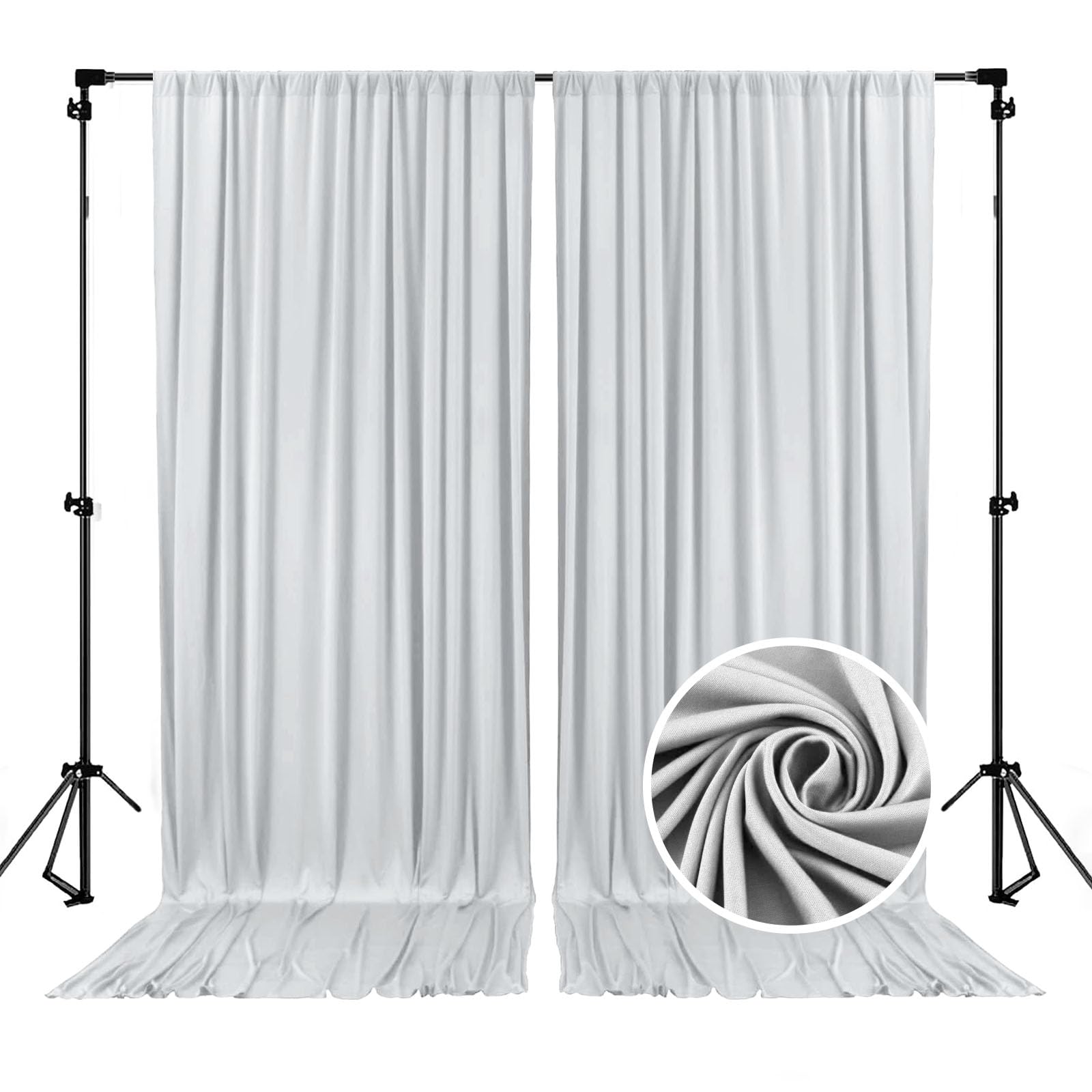 10 x 10 Feet Black A Backdrop Curtain for Partie, Background Curtains for Photoshoot, Birthday, Wedding, Halloween, Thanksgiving, Christmas, New Year Party Decorations 5Ft x 10Ft, 2 Panels